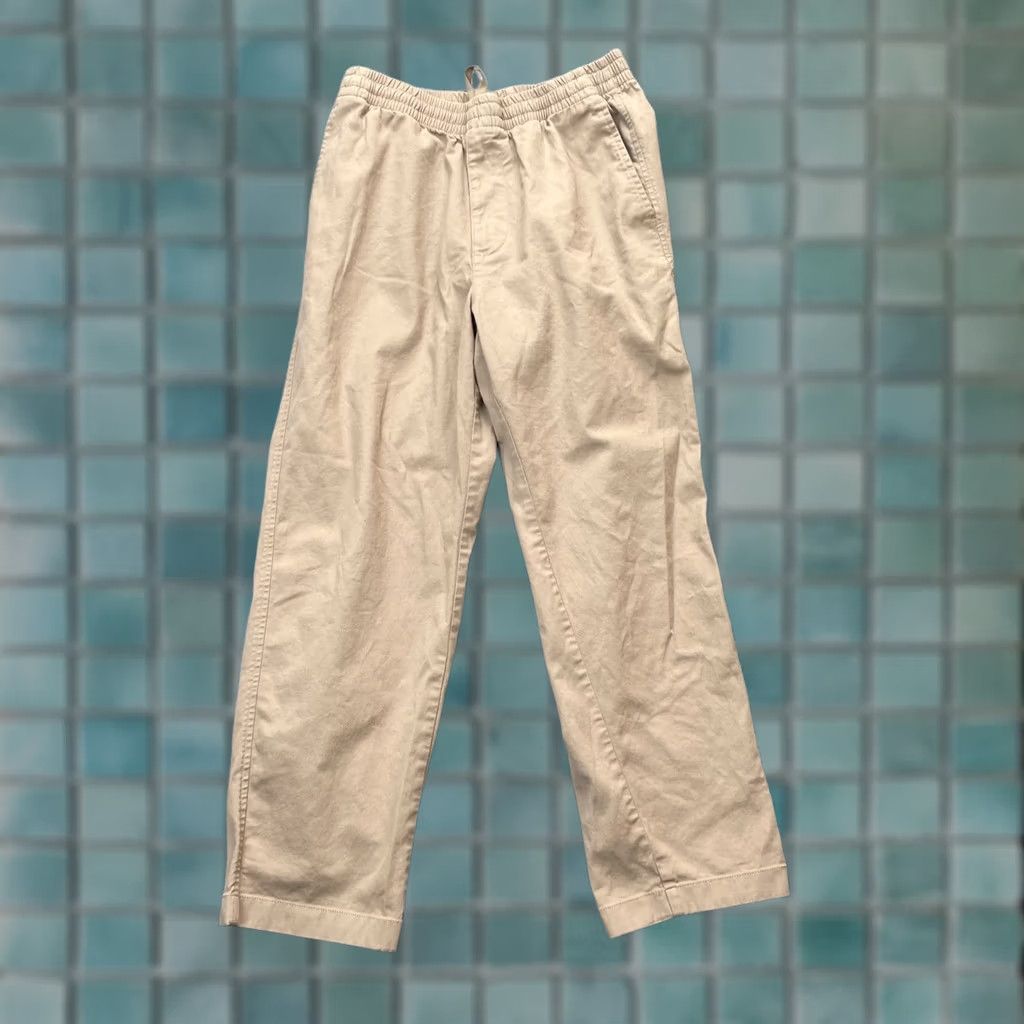 Uniqlo Uniqlo Pants Womens Small Beige Stretch Easy Ankle Cotton Tapered Leg Drawstring Size 26" / US 2 / IT 38 - 1 Thumbnail