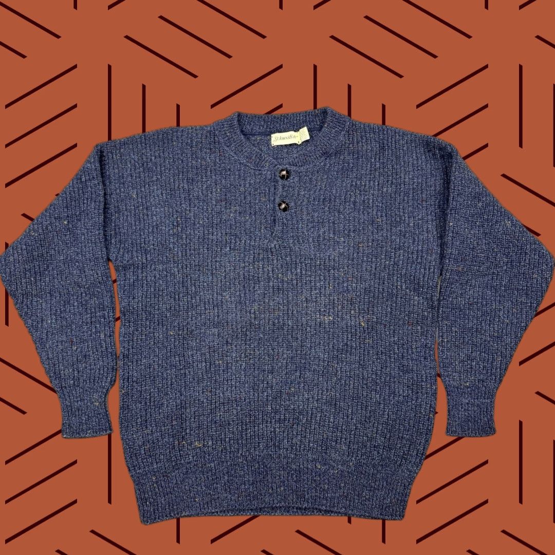 Vintage VINTAGE St. John's Bay USA Made Men's Long Sleeve Henley Sweater L Blue Wool Knit Autumn Winter Casual Size US L / EU 52-54 / 3 - 1 Thumbnail
