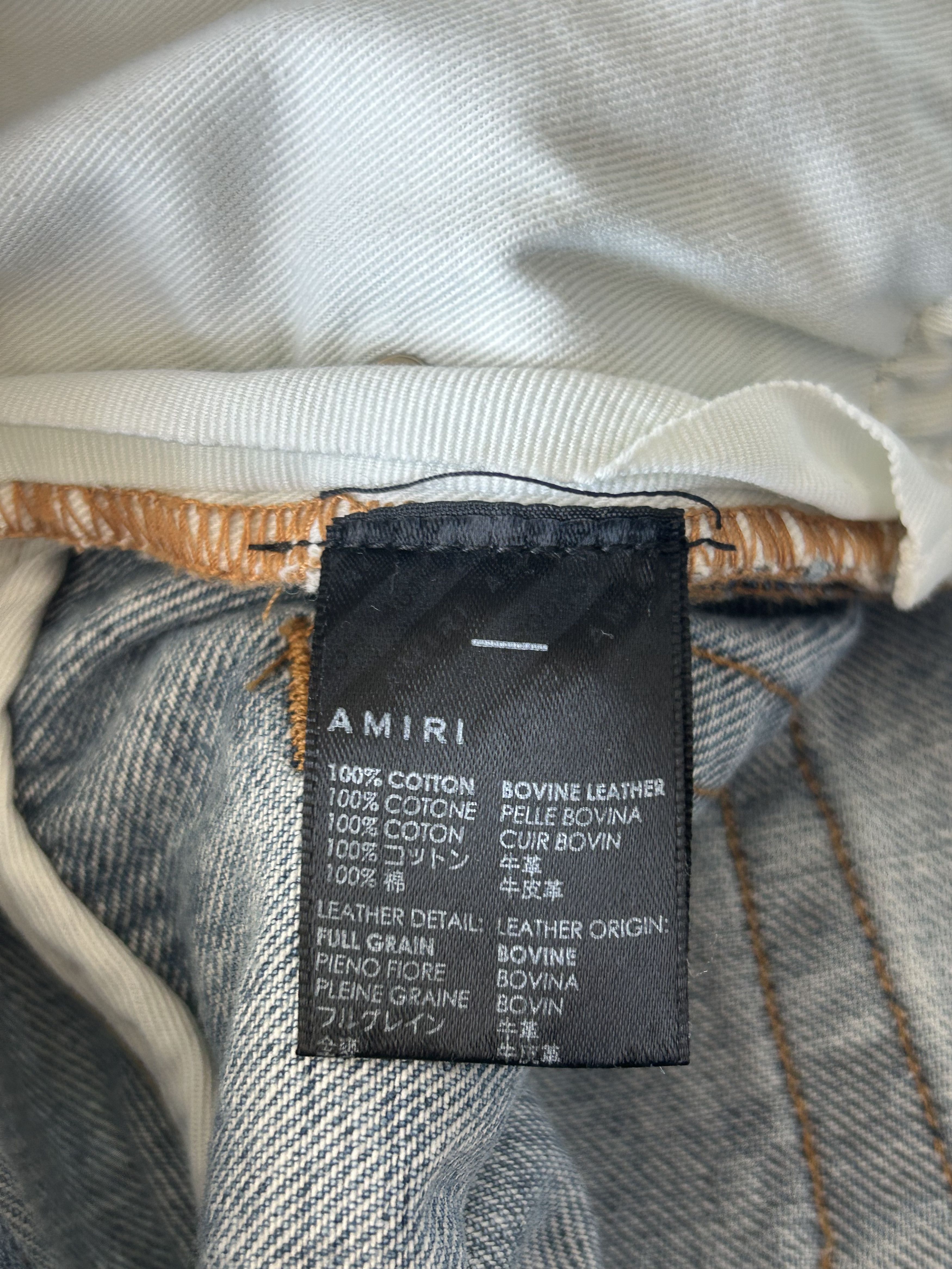 Amiri Blue Gradient Bones Applique Distressed Straight Jeans Size US 30 / EU 46 - 4 Thumbnail