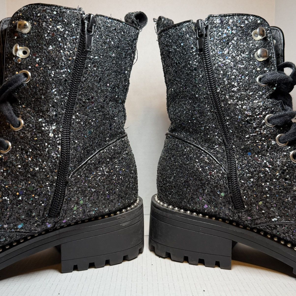 Other Portland Boot Company Combat Boots Women’s 8M Black Glitter Size US 8 / IT 38 - 3 Thumbnail