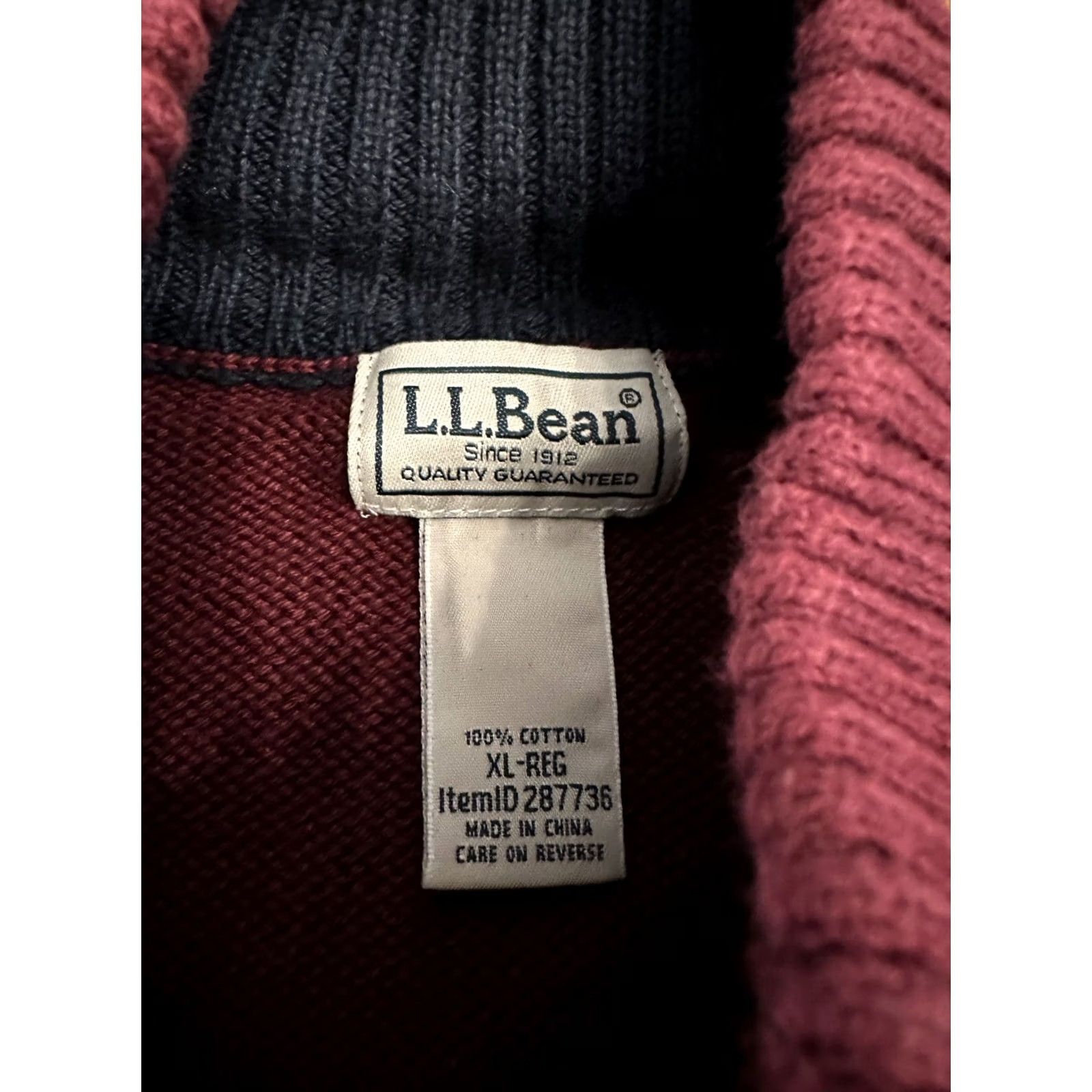 Vintage LL Bean 1/4 Zip Cotton Knit Pullover Sweater XL Red Mens Size US XL / EU 56 / 4 - 3 Thumbnail