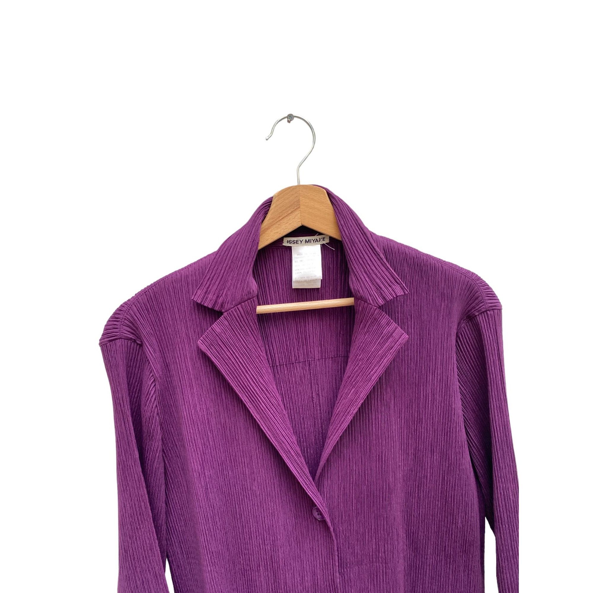 Issey Miyake Purple Pleats Set Shirt + Skirt Size L / US 10 / IT 46 - 3 Thumbnail