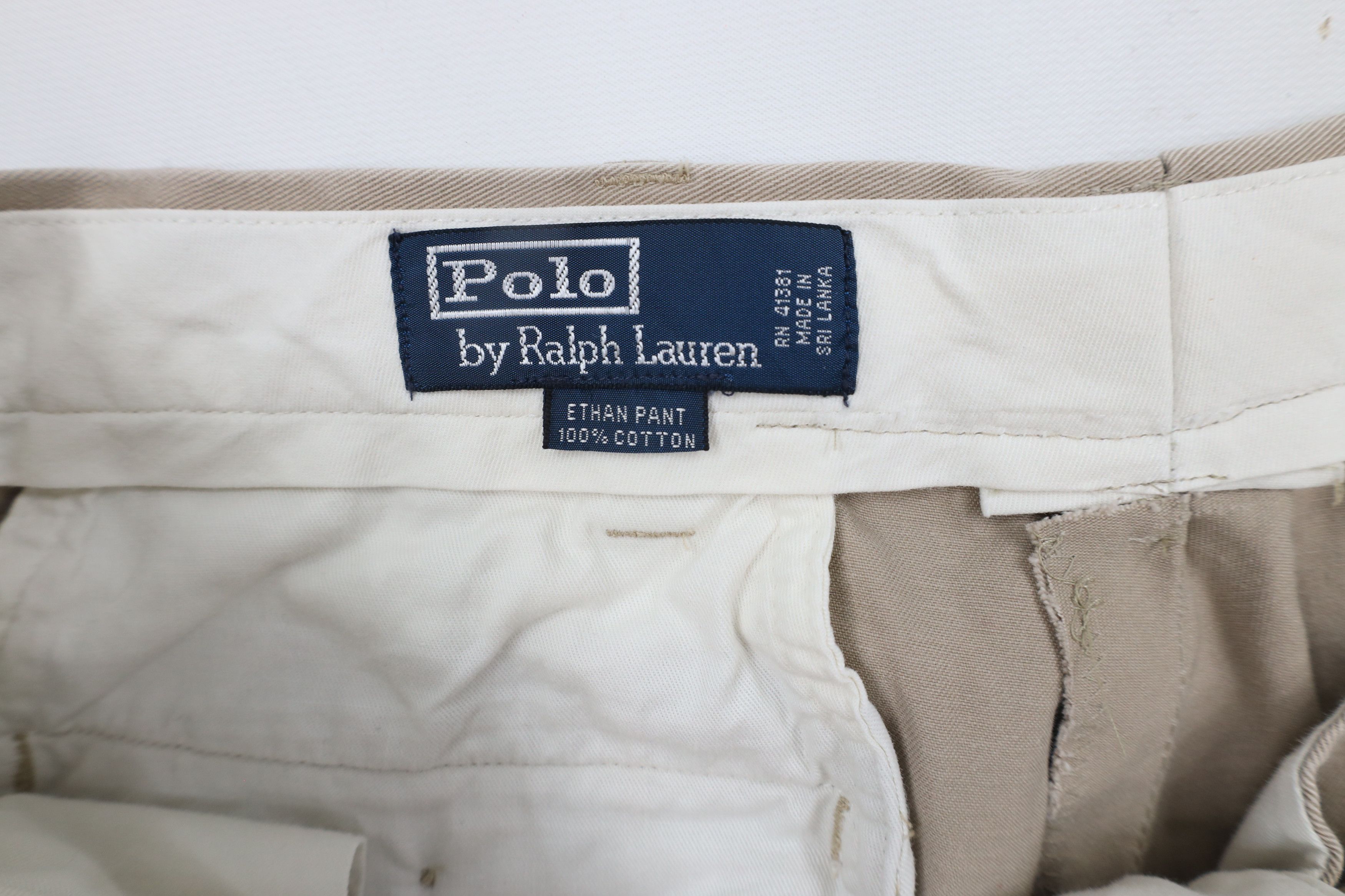 Ralph Lauren × Vintage Vintage 90s Ralph Lauren Wide Leg Chino Pants Beige Cotton Size US 36 / EU 52 - 8 Thumbnail