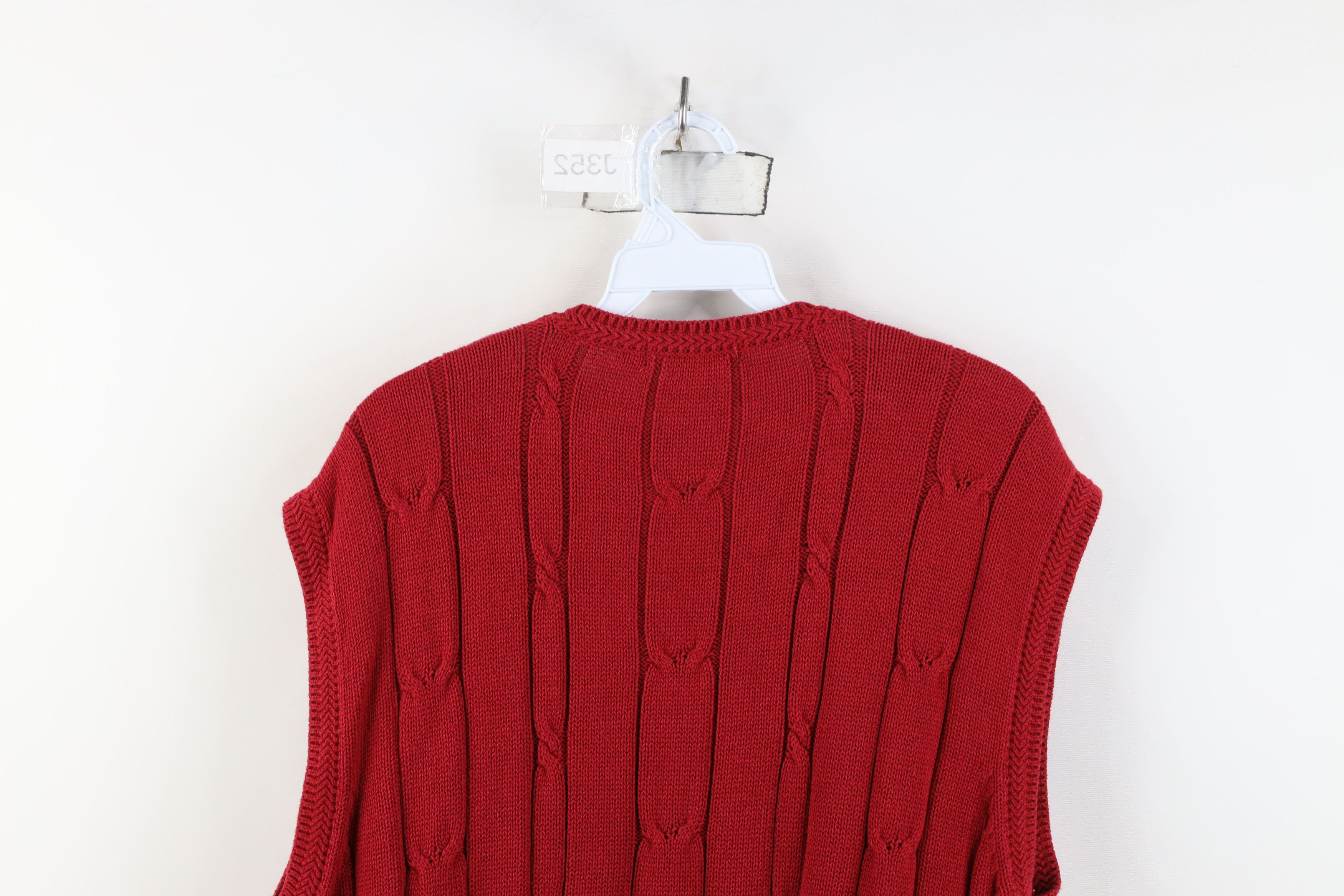 Nautica Vintage 90s Nautica Knit Cardigan Sweater Vest Red Cotton Size US L / EU 52-54 / 3 - 9 Thumbnail
