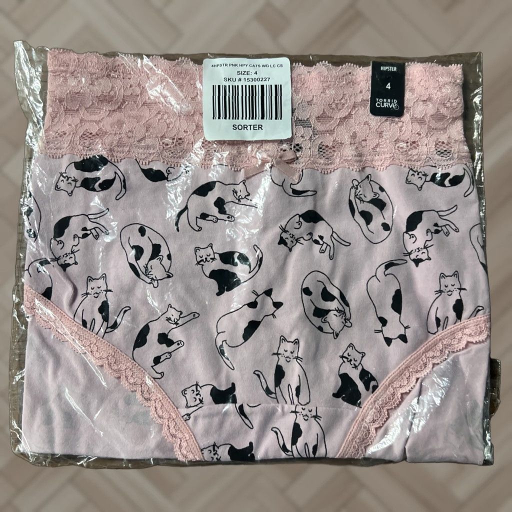 Torrid Torrid Panties Hipster Women Plus 4X Pink Cat Print Mid Rise Nylon Spandex Knit Opaque Brand Torrid Curve Iteam? Size 40" / US 18 - 1 Thumbnail