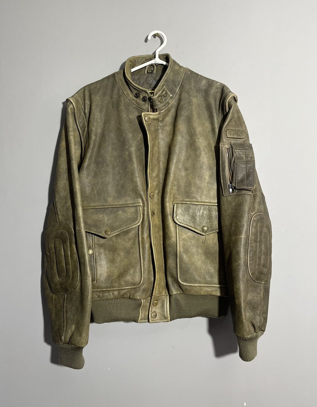 Japanese Brand × Vintage Vintage IXS Leather MA-1 style Bomber Jacket Avant Gard Size US M / EU 48-50 / 2 - 1 Thumbnail