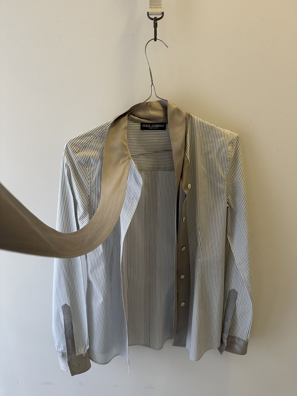 Dolce & Gabbana Dolce & Gabbana Striped Shirt with Satin Details – Size 38 Size XS / US 0-2 / IT 36-38 - 4 Thumbnail