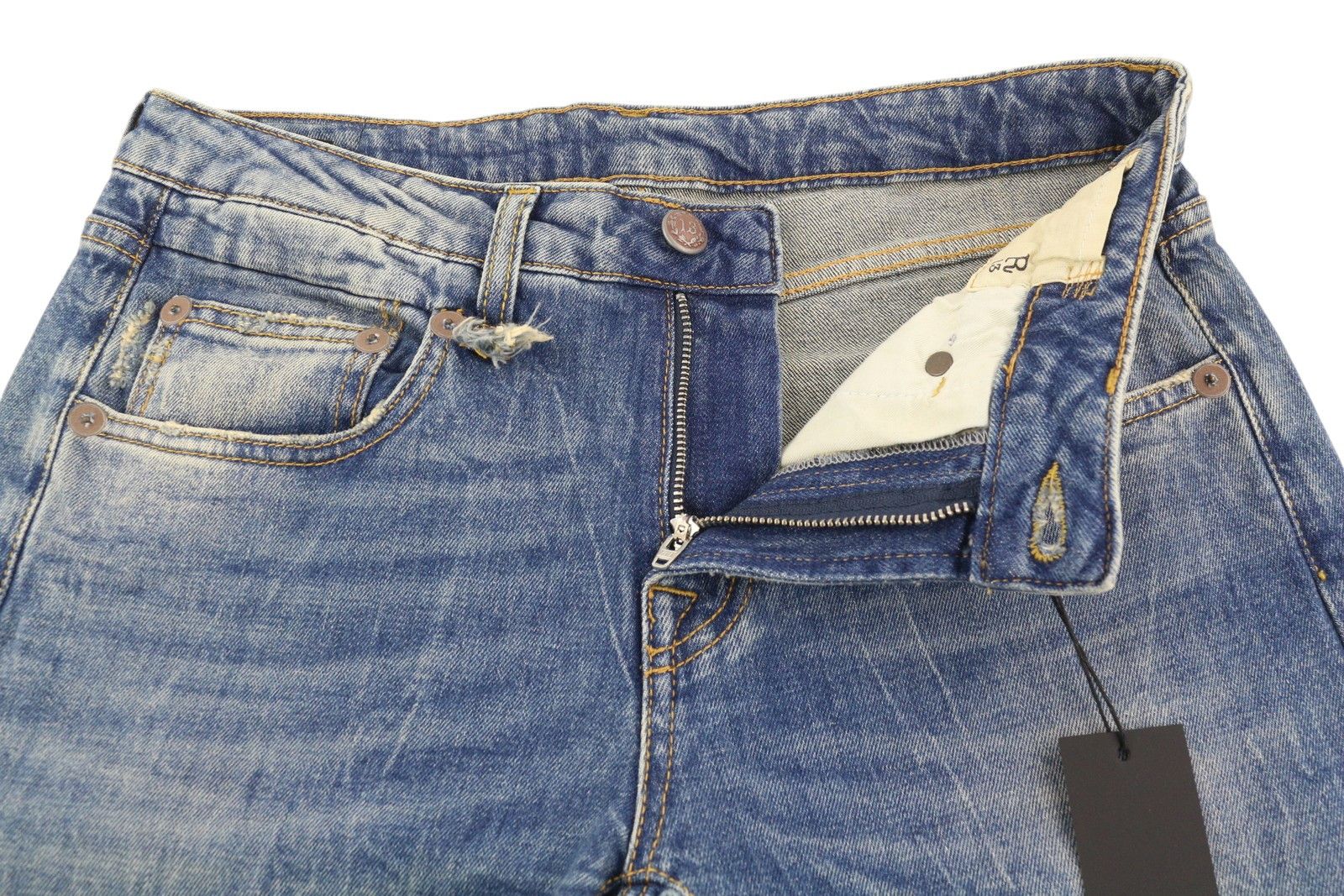 R13 BOY STRAIGHT 27 Cropped Ankle Washed Blue Kelly 84444 Size 27" / US 4 / IT 40 - 5 Thumbnail