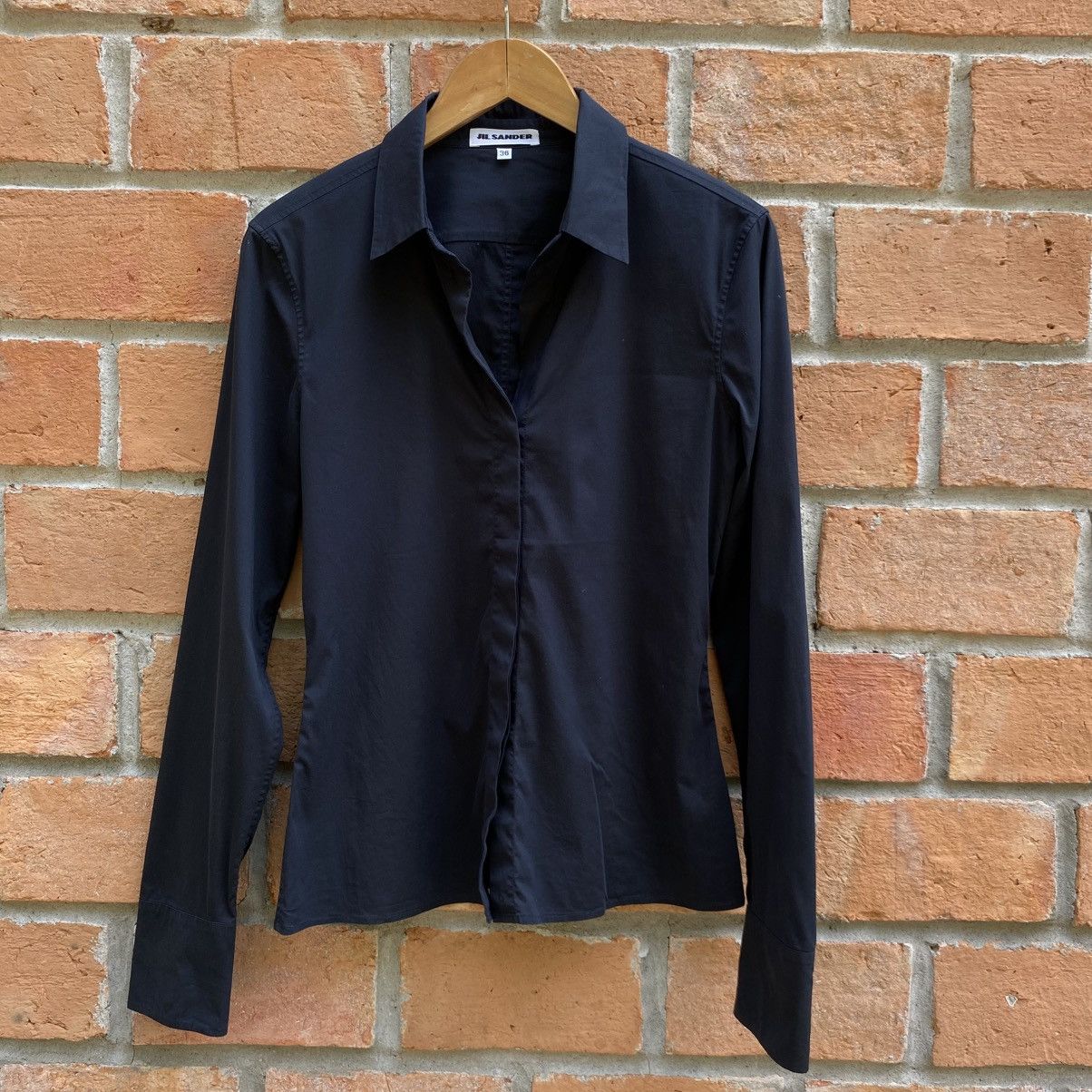 Jil Sander Jil Sander Black Fitted Long-Sleeve Stretch Shirt Size XS / US 0-2 / IT 36-38 - 10 Thumbnail