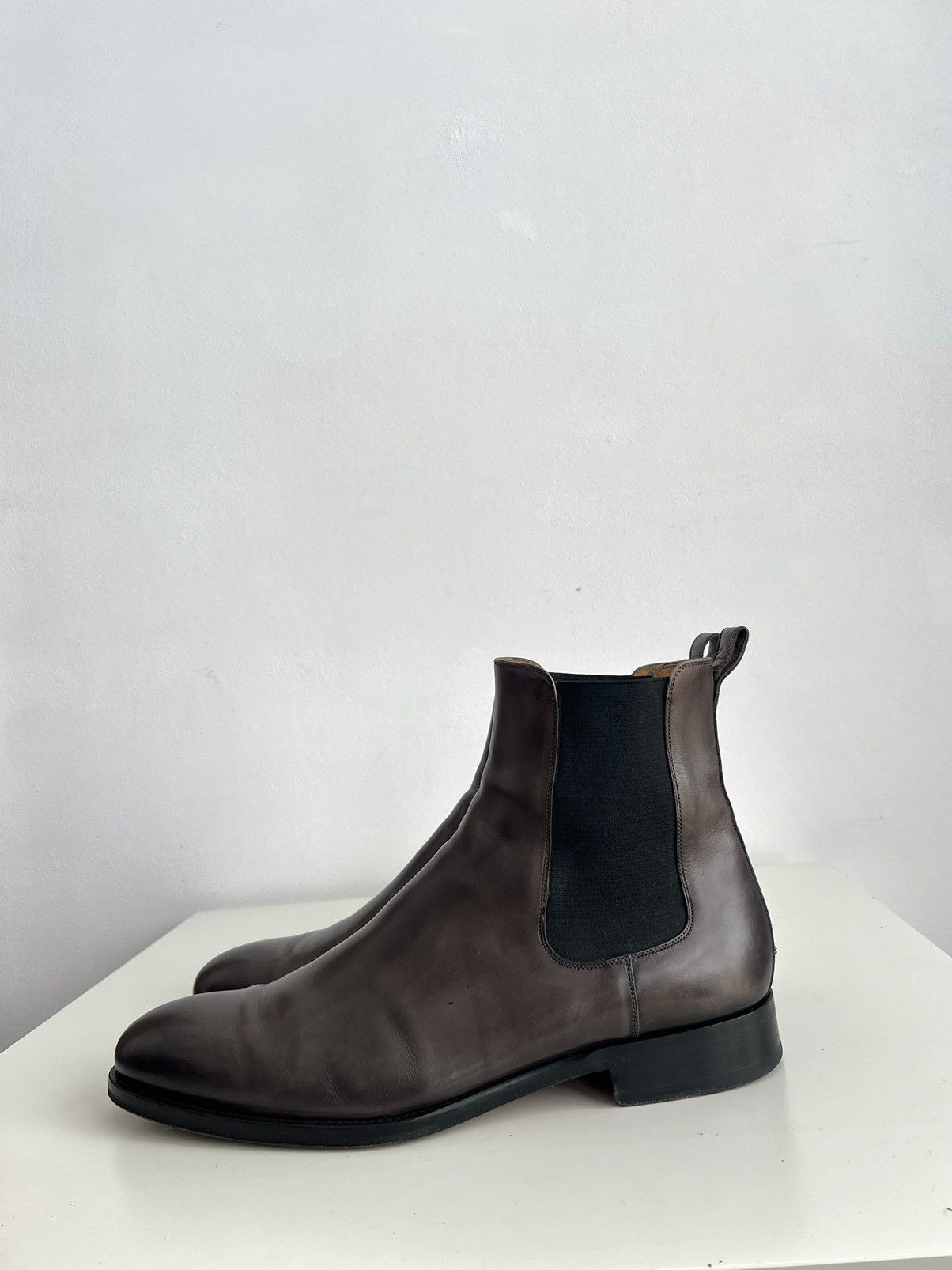 Berluti Luxury Magnanni Lonny Leather Chelsea Boots Grey Size US 11 / EU 44 - 3 Thumbnail