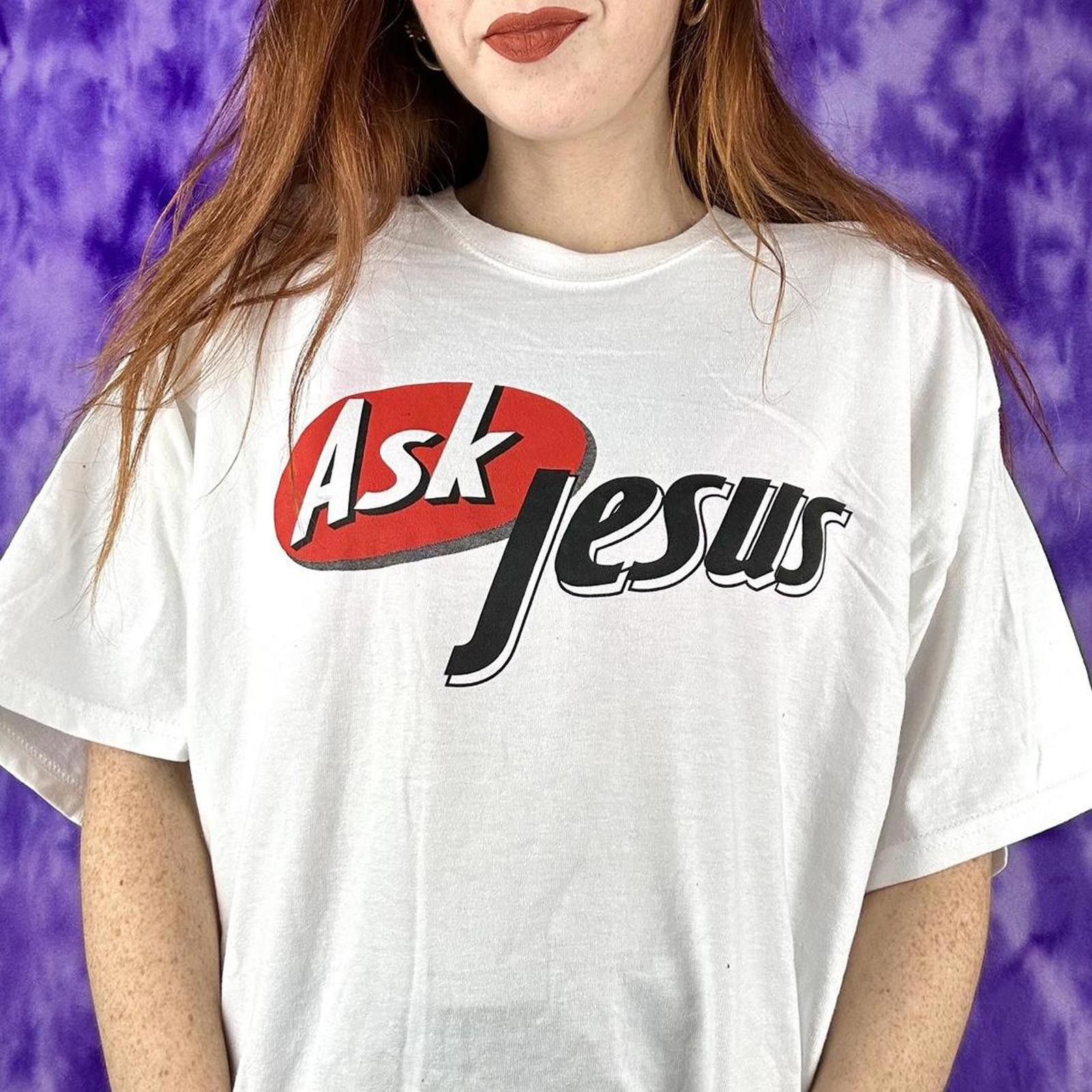 Gildan Ask Jesus Funny parody ask jeeves ask jesus tee sz XL Size US XL / EU 56 / 4 - 2 Thumbnail