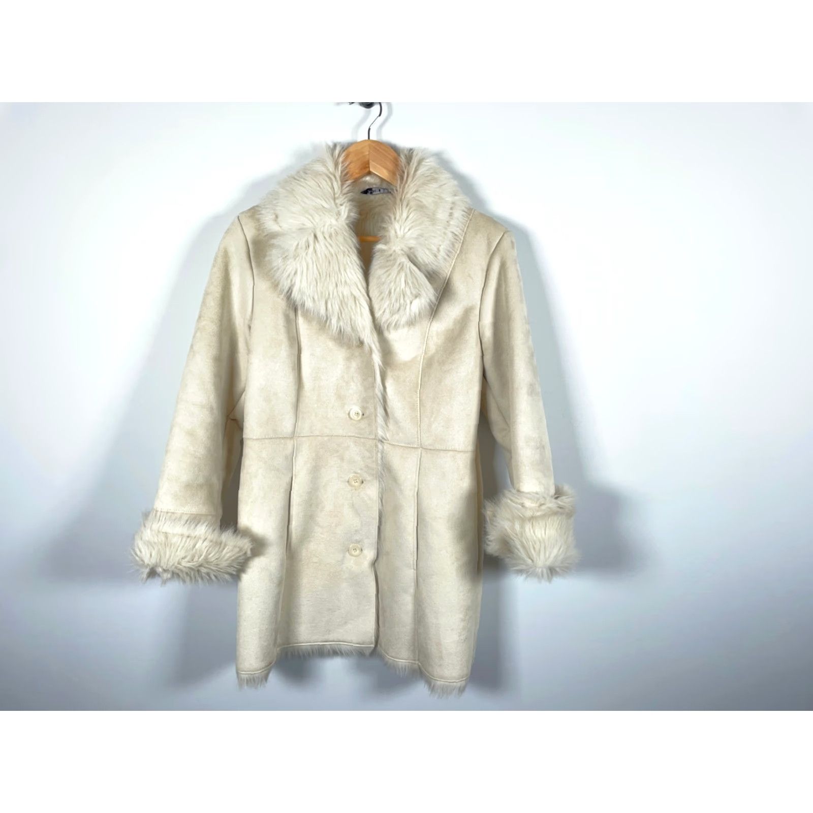 Vintage VINTAGE MixIt Penny Lane Style Coat Women's Medium Off-White Faux Fur Trim Retro Mod Size M / US 6-8 / IT 42-44 - 4 Thumbnail