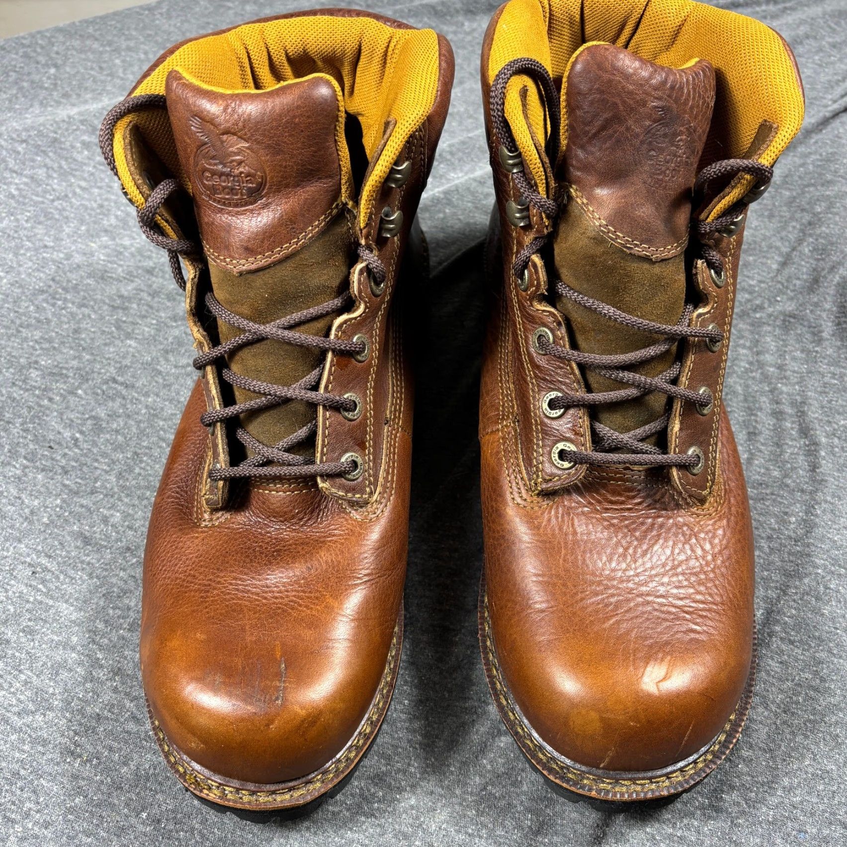Vintage VINTAGE Georgia 6" Safety Work Boots Mens 13M Brown G7102 Waterproof Logger Vibram Sole Size US 13 / EU 46 - 4 Thumbnail