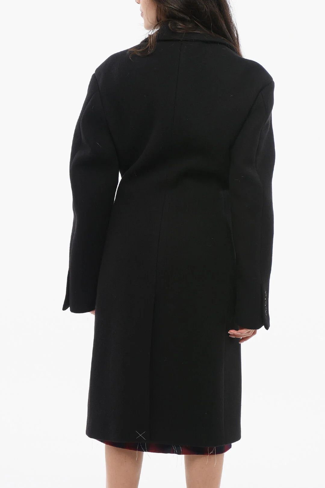 Off-White og1mm0426 Wool-Blend Fitted Coat in Black Size S / US 4 / IT 40 - 2 Thumbnail