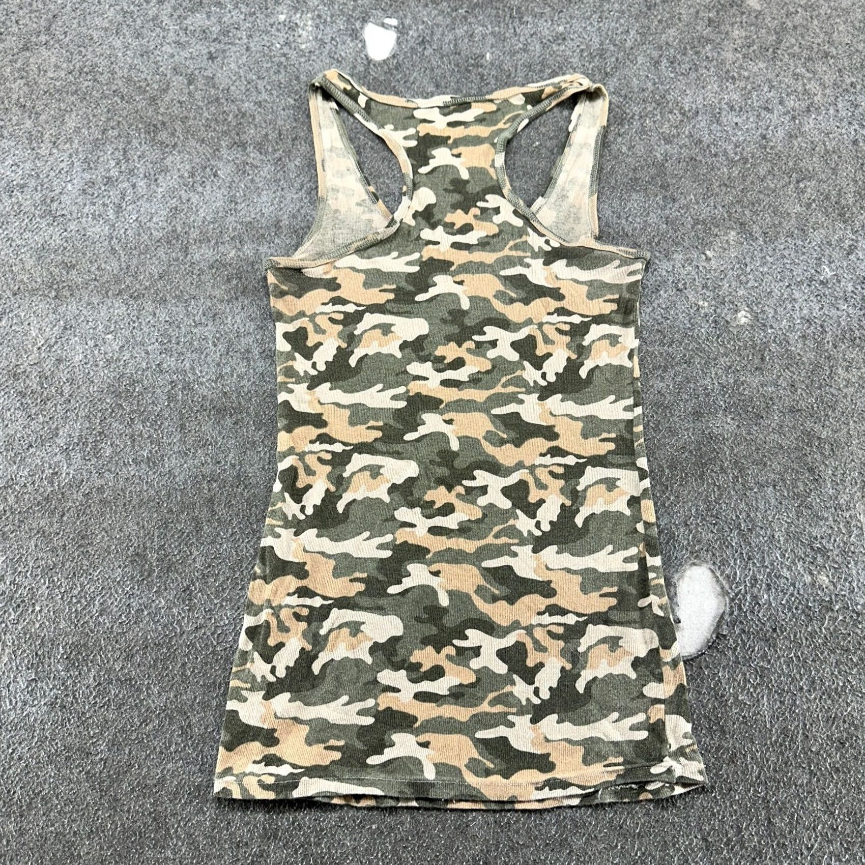 Vintage VINTAGE No Boundaries Tank Top Juniors XL Green Camo Ribbed Knit Cami Cotton Y2K Size XL / US 12-14 / IT 48-50 - 3 Thumbnail