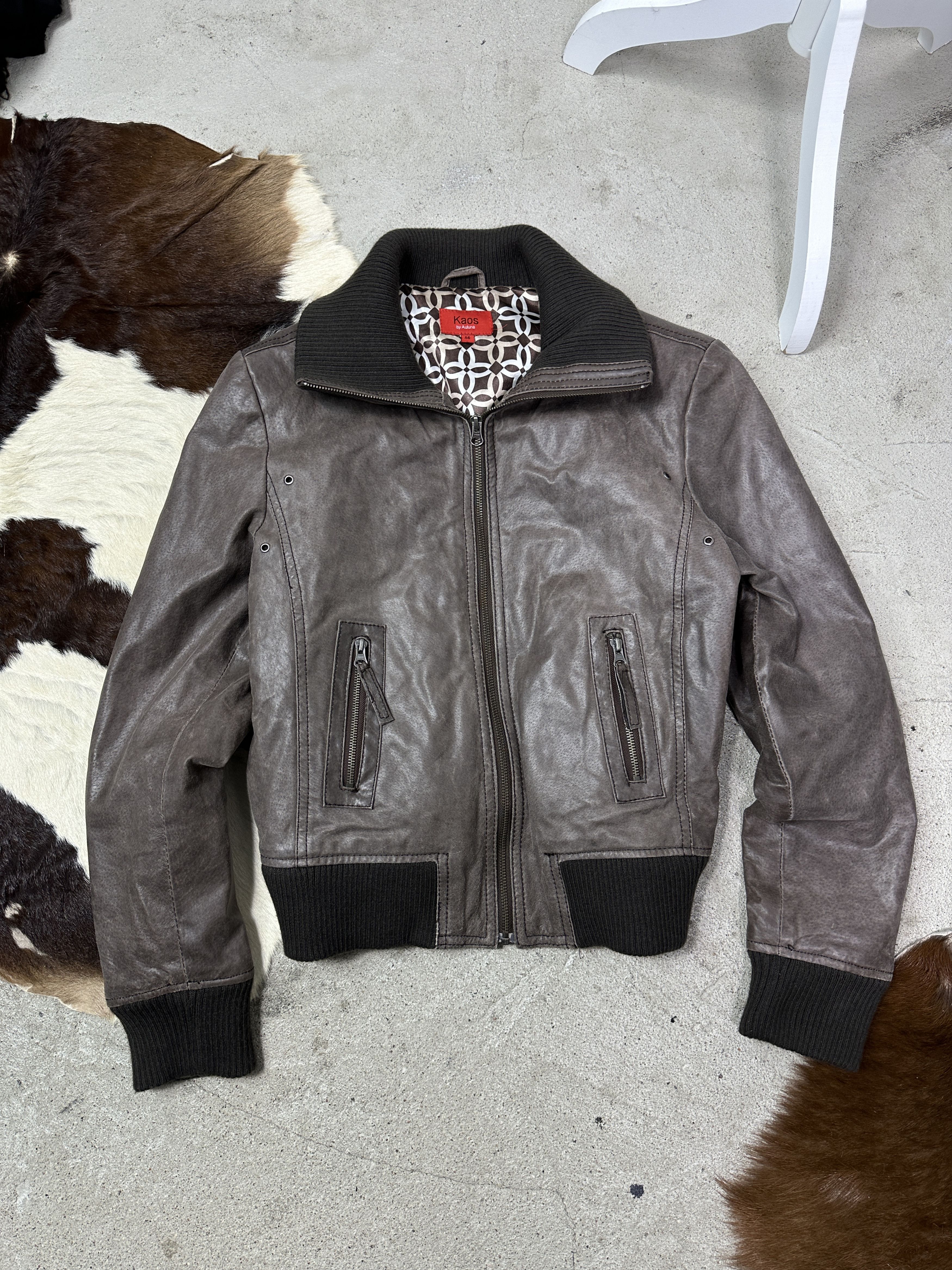 Vintage Vintage Leather Biker Moto Washed Brown Jacket Y2K Size US M / EU 48-50 / 2 - 2 Thumbnail