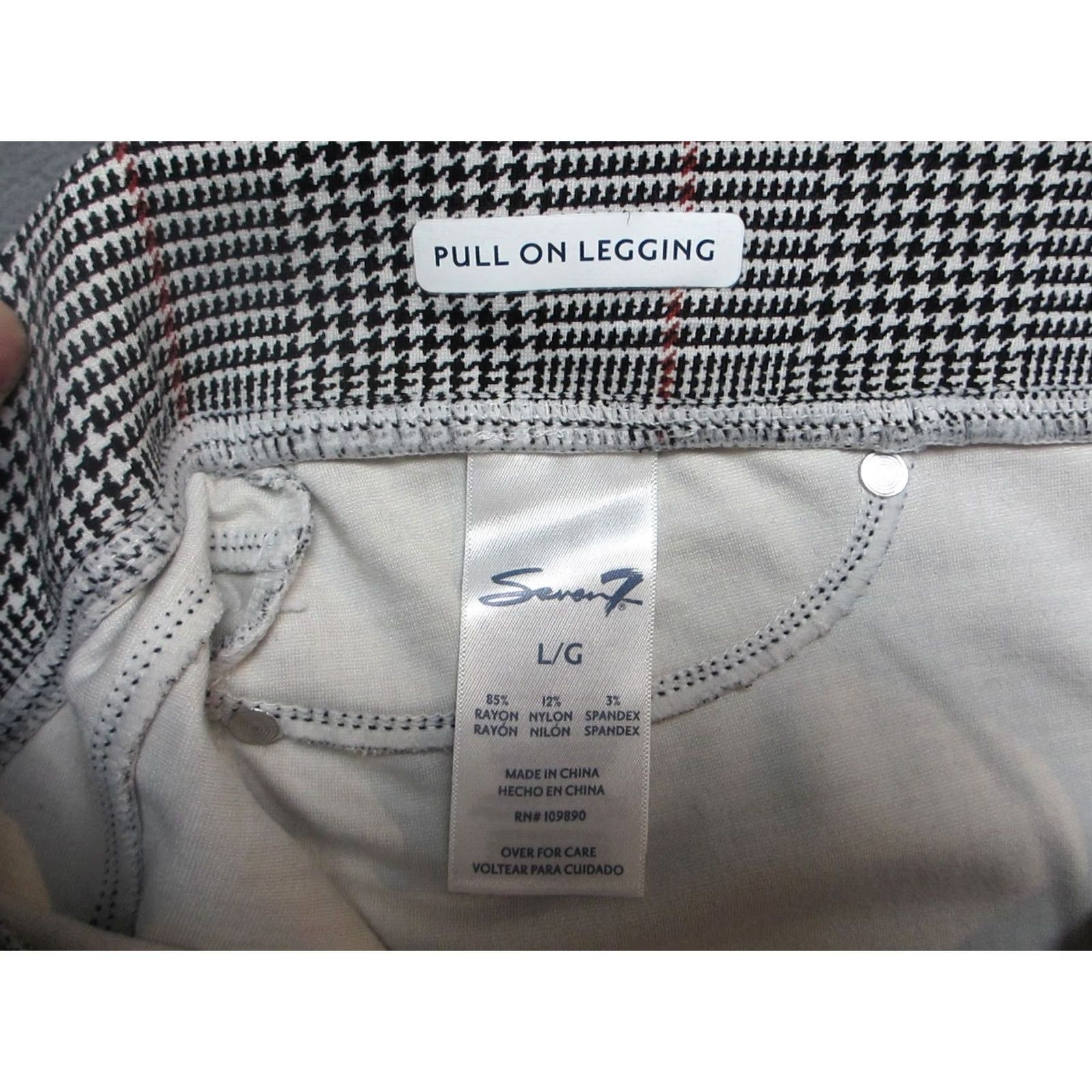 Vintage Seven7 Pants Women Large White Ponte Glen Plaid Stretch Mid Rise Pull On Legging Size 36" / US 14 / IT 50 - 4 Thumbnail