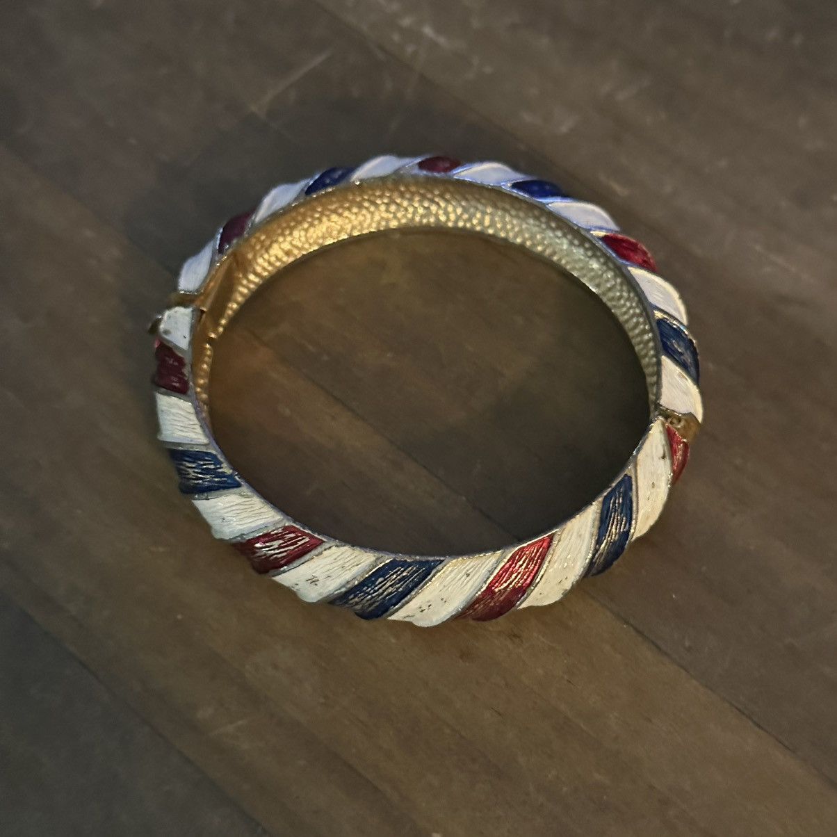 Vintage Vintage red, white and blue enamel hinged bangle bracelet Size ONE SIZE - 5 Thumbnail