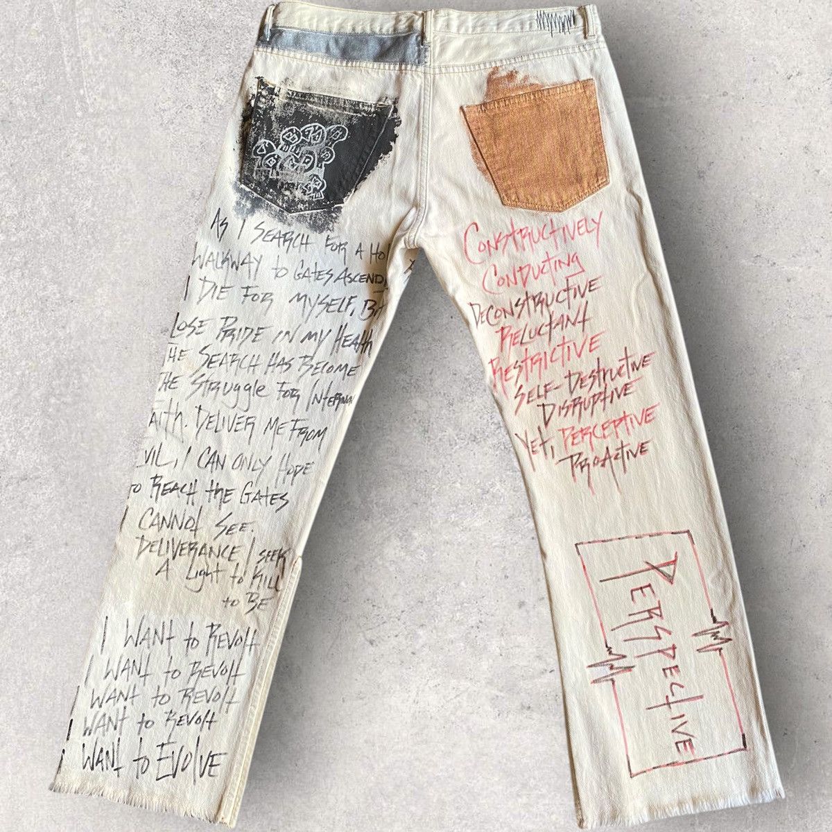Faith Connexion SS18 Graffiti Distressed Denim Size US 32 / EU 48 - 5 Thumbnail