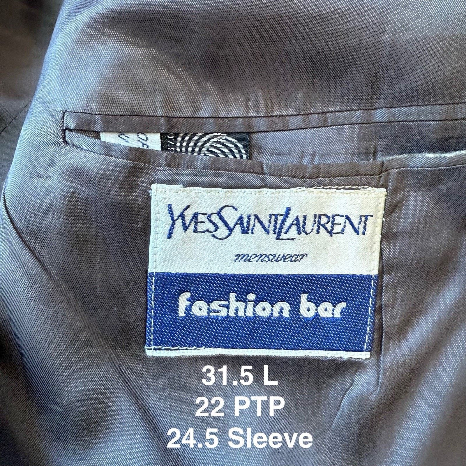 Yves Saint Laurent Yves Saint Laurent Blazer Large Dark Gray Striped Vintage Size 42R - 6 Thumbnail