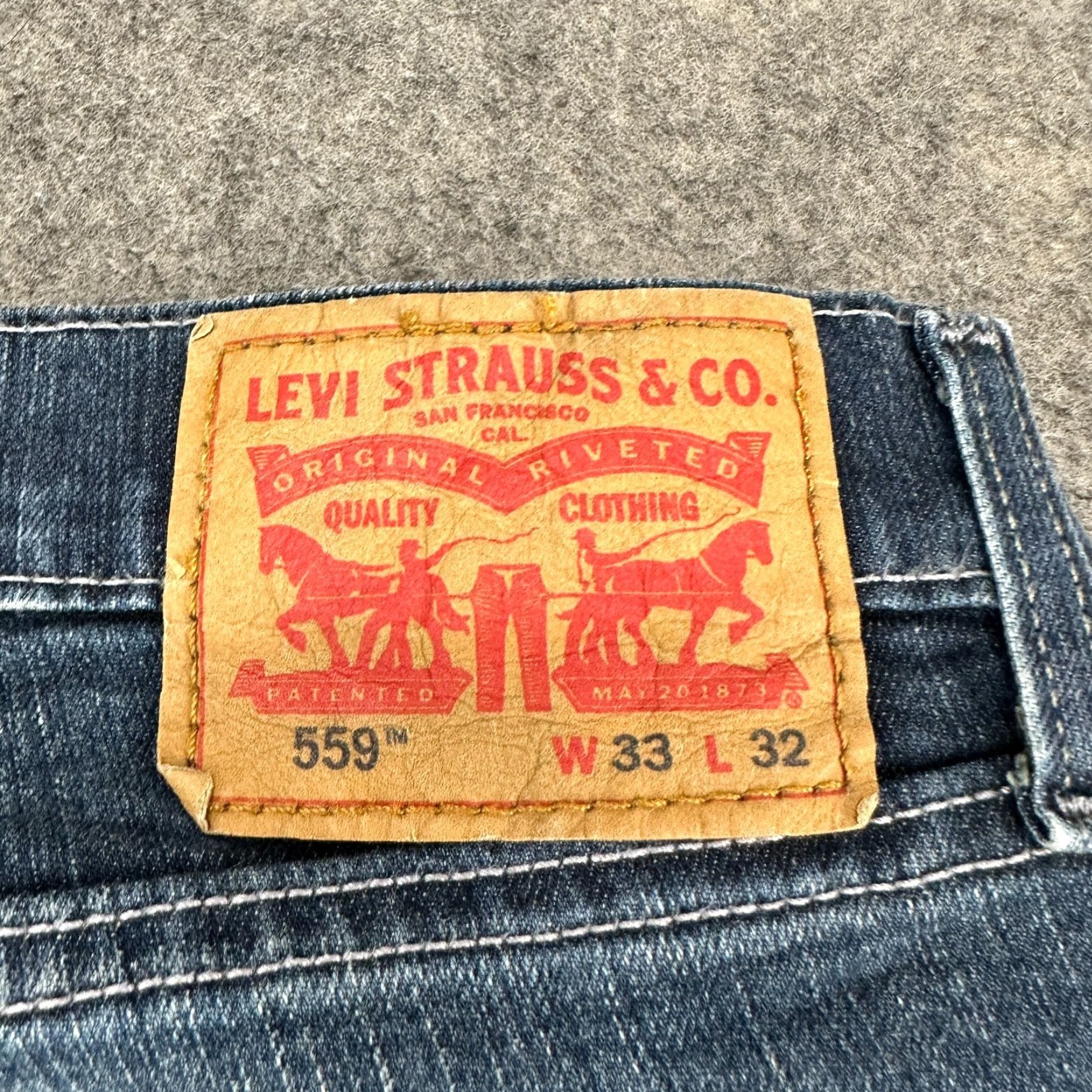 Levi's Levi's 559 Jeans Mens 33x32 Blue Dark Wash Relaxed Straight Fit Denim 5-Pocket Logo Size US 33 - 3 Thumbnail