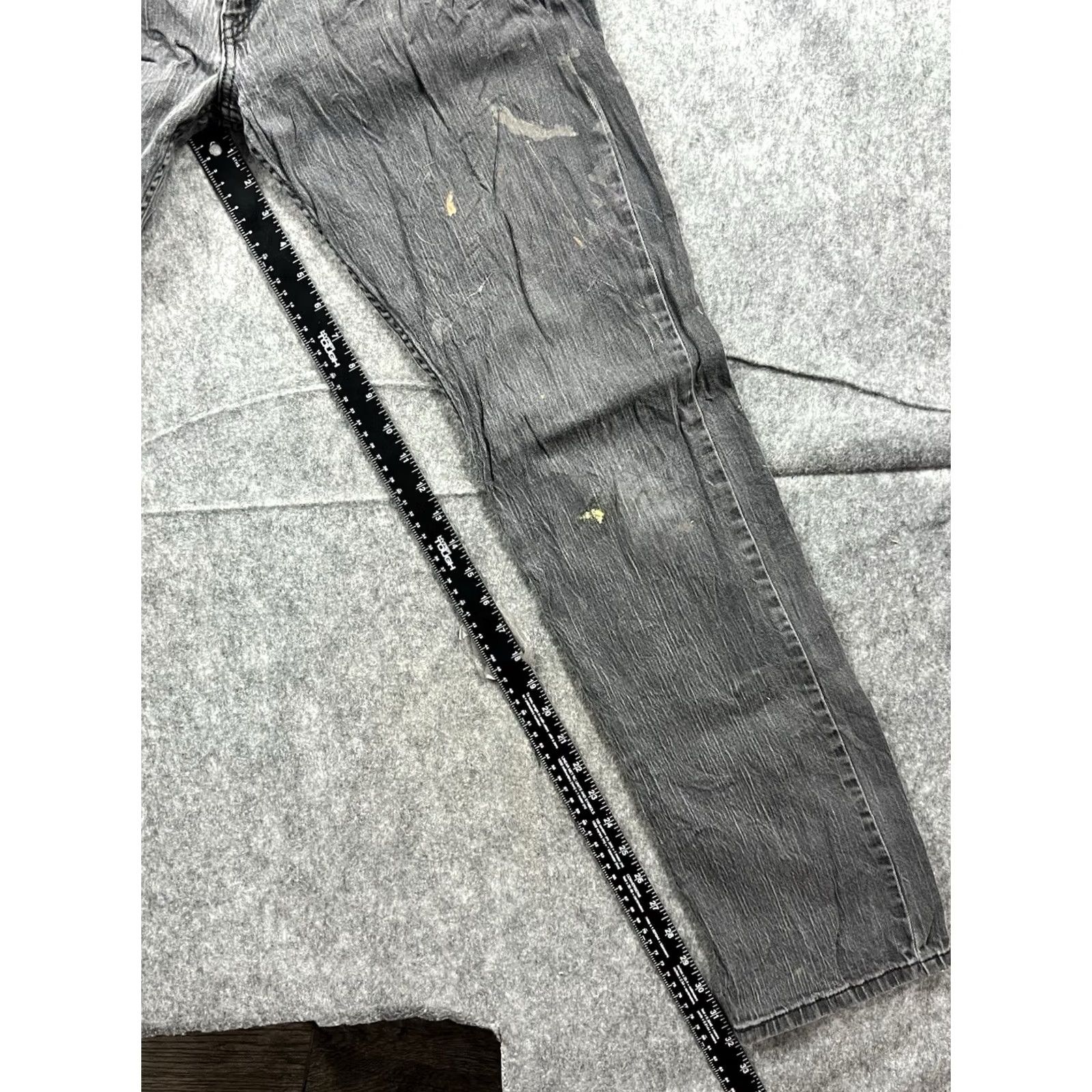 Levi's VINTAGE Levi's 514 Jeans Men Slim Straight Gray/Black 33x34 Denim Wax Stained Distressed Size US 33 - 5 Thumbnail