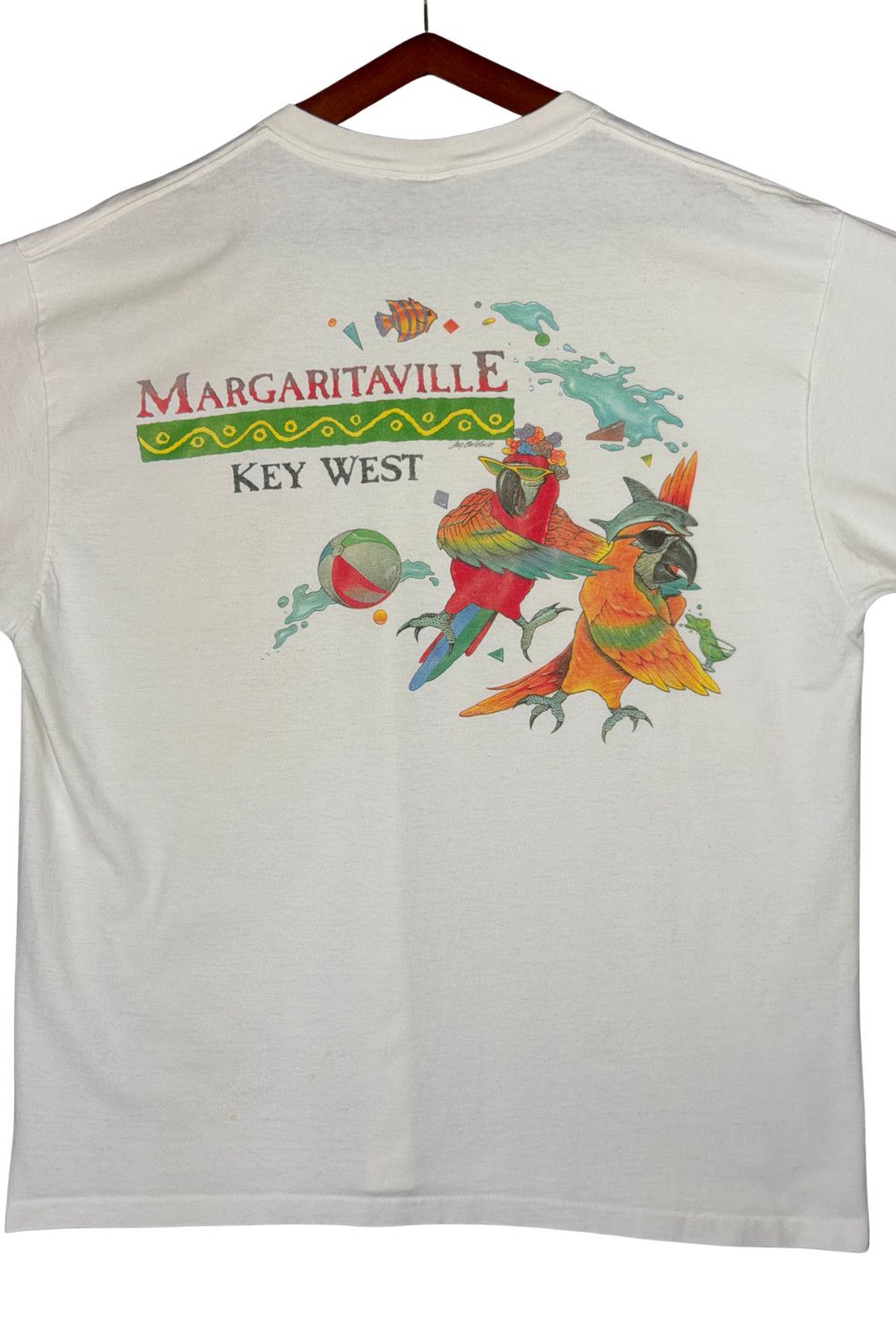 Vintage 1990s Jimmy Buffett Margaritaville Key West Conga Line Tee Size US XXL / EU 58 / 5 - 11 Thumbnail