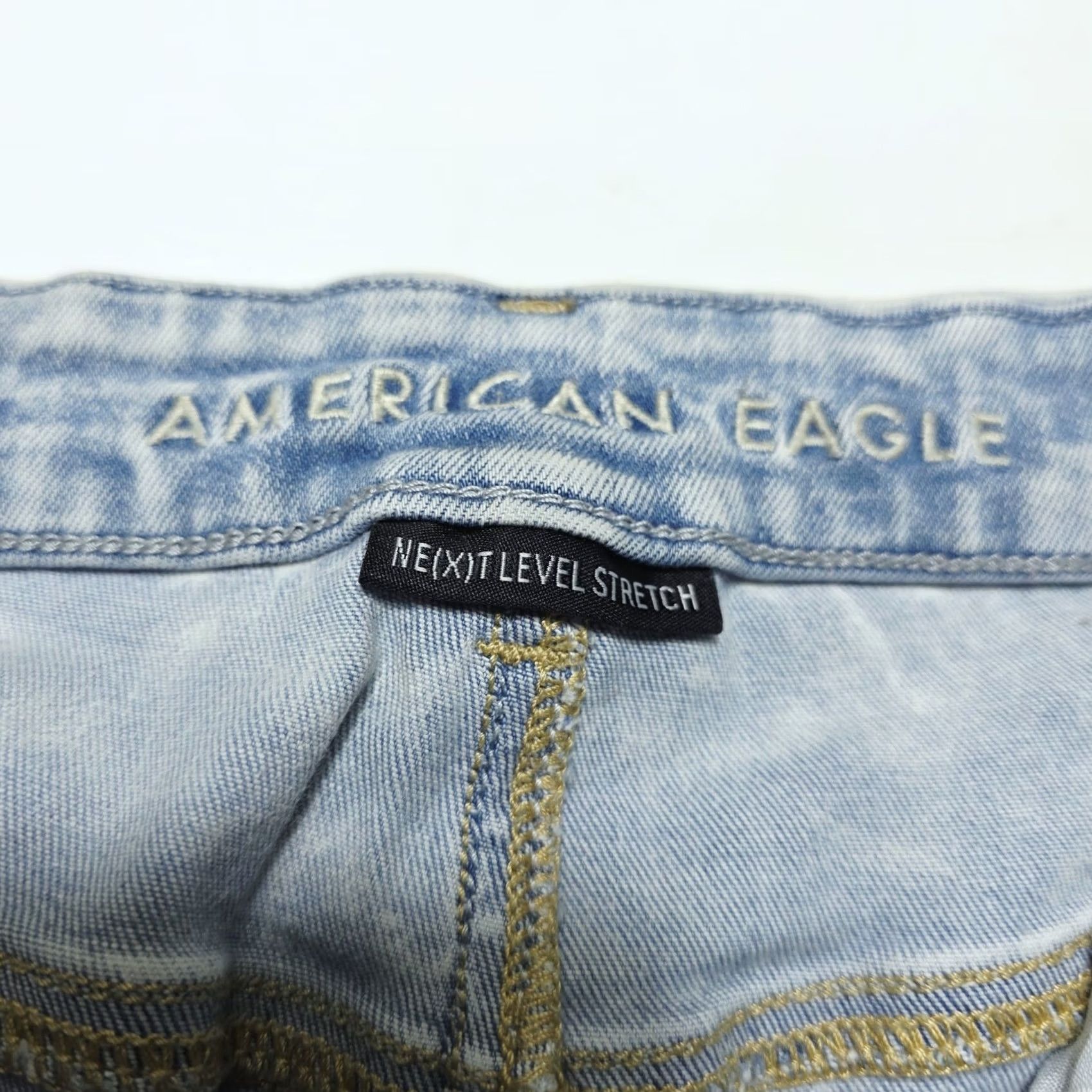American Eagle Outfitters American Eagle AE Next Level Stretch Curvy Hi-Rise Distressed Jeans Size 14 Women Straight Blue 28in Inseam Regular 24 in Waist Stretch Jeans Size 36" / US 14 / IT 50 - 5 Thumbnail