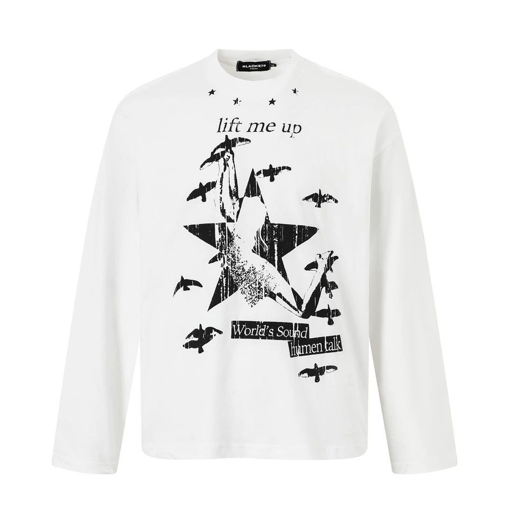 Vintage Casual Loose Men's Star Print Long Sleeve T-shirt Size US L / EU 52-54 / 3 - 1 Thumbnail