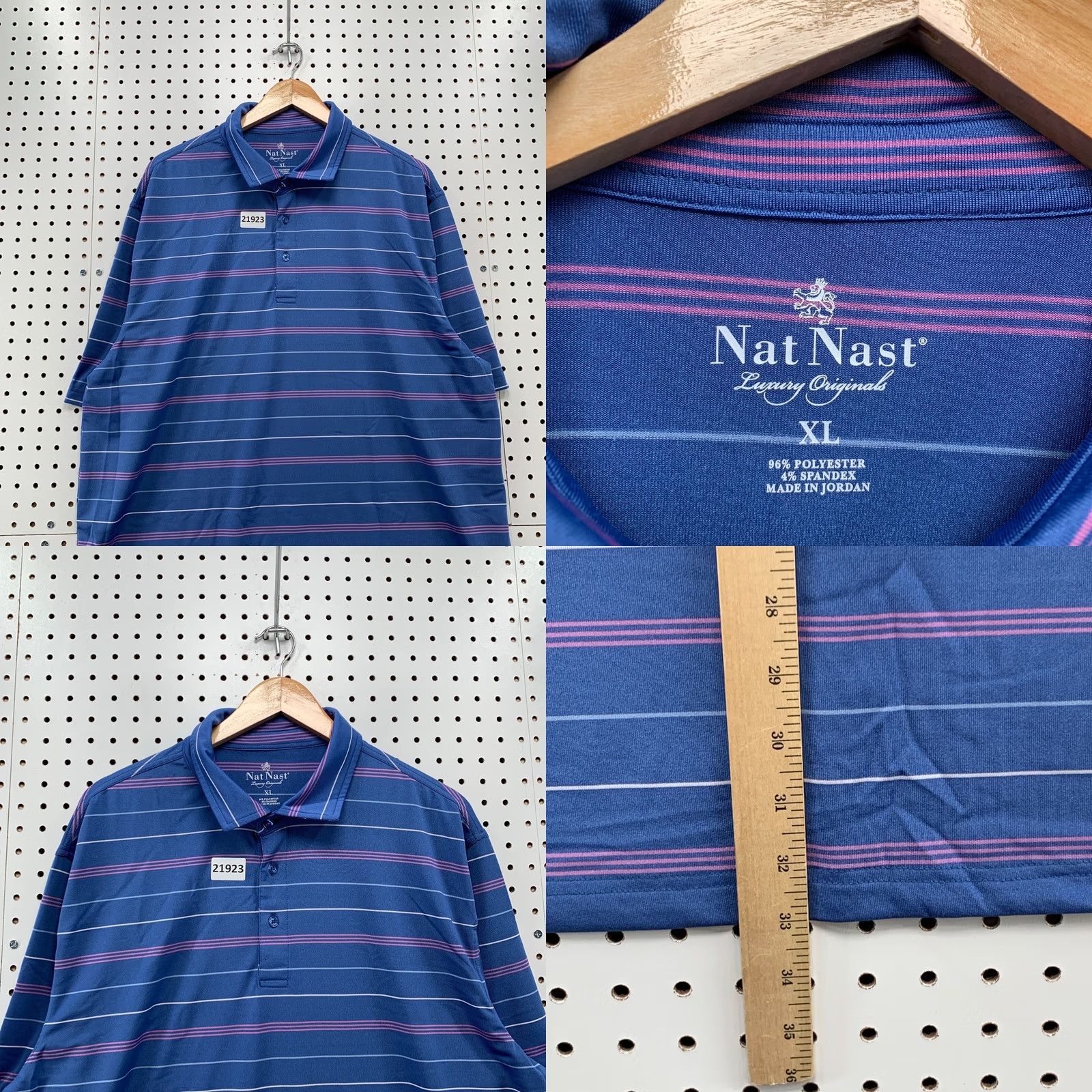 Nat Nast Nat Nast Luxury Originals Polo Shirt Blue Pink Striped MEns XL 25.5x33 Size US XL / EU 56 / 4 - 8 Thumbnail