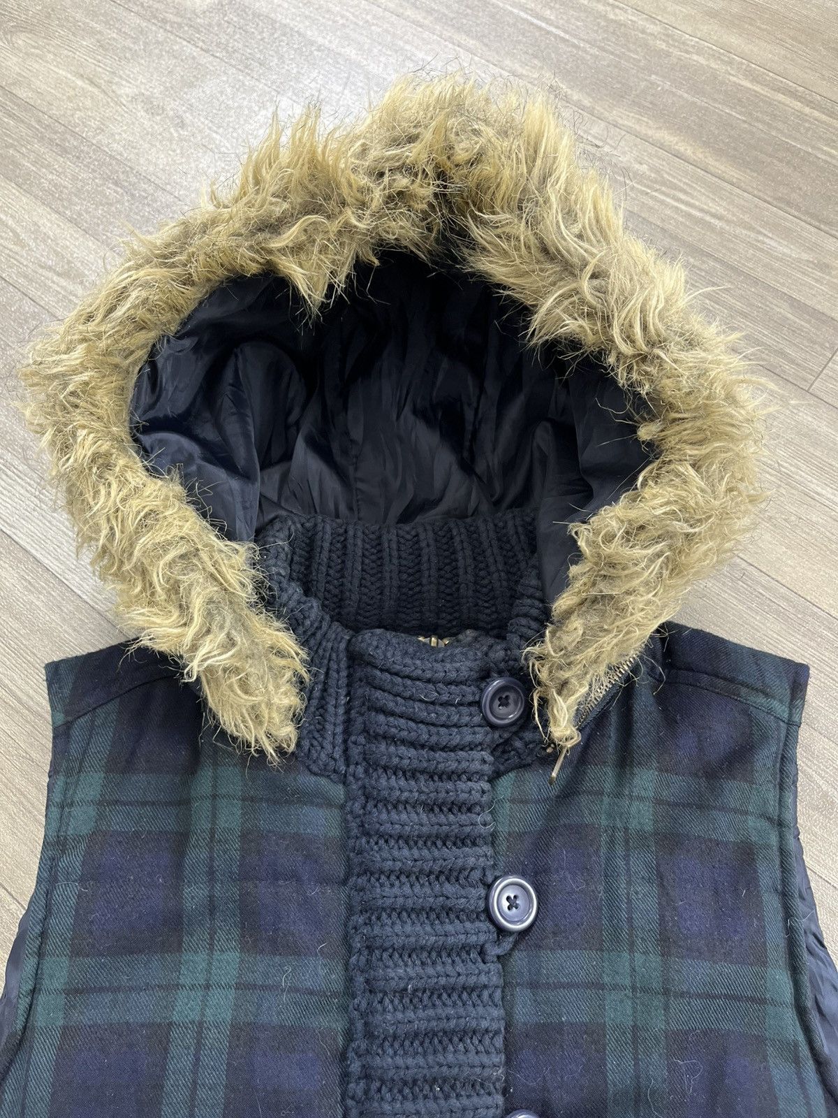 Japanese Brand 2000s Hysteric Glamour Goa Style Plaid Down Jacket Fur Vest Size US M / EU 48-50 / 2 - 3 Thumbnail