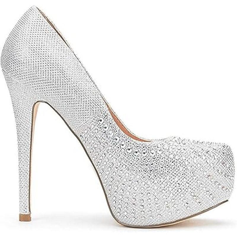 Other Dream Pairs Women's 5.5" Silver Rhinestone Platform Heels Size US 5.5 / IT 35.5 - 3 Thumbnail