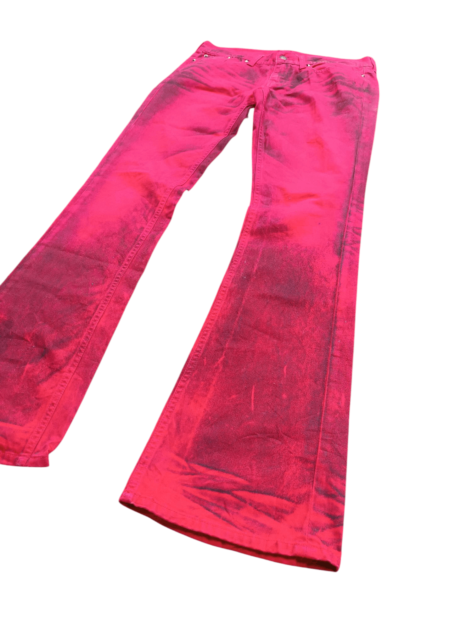 Japanese Brand FIRE🔥Japanese Brand Whisker Punk Flare Stud Denim E250 Size US 32 / EU 48 - 5 Thumbnail