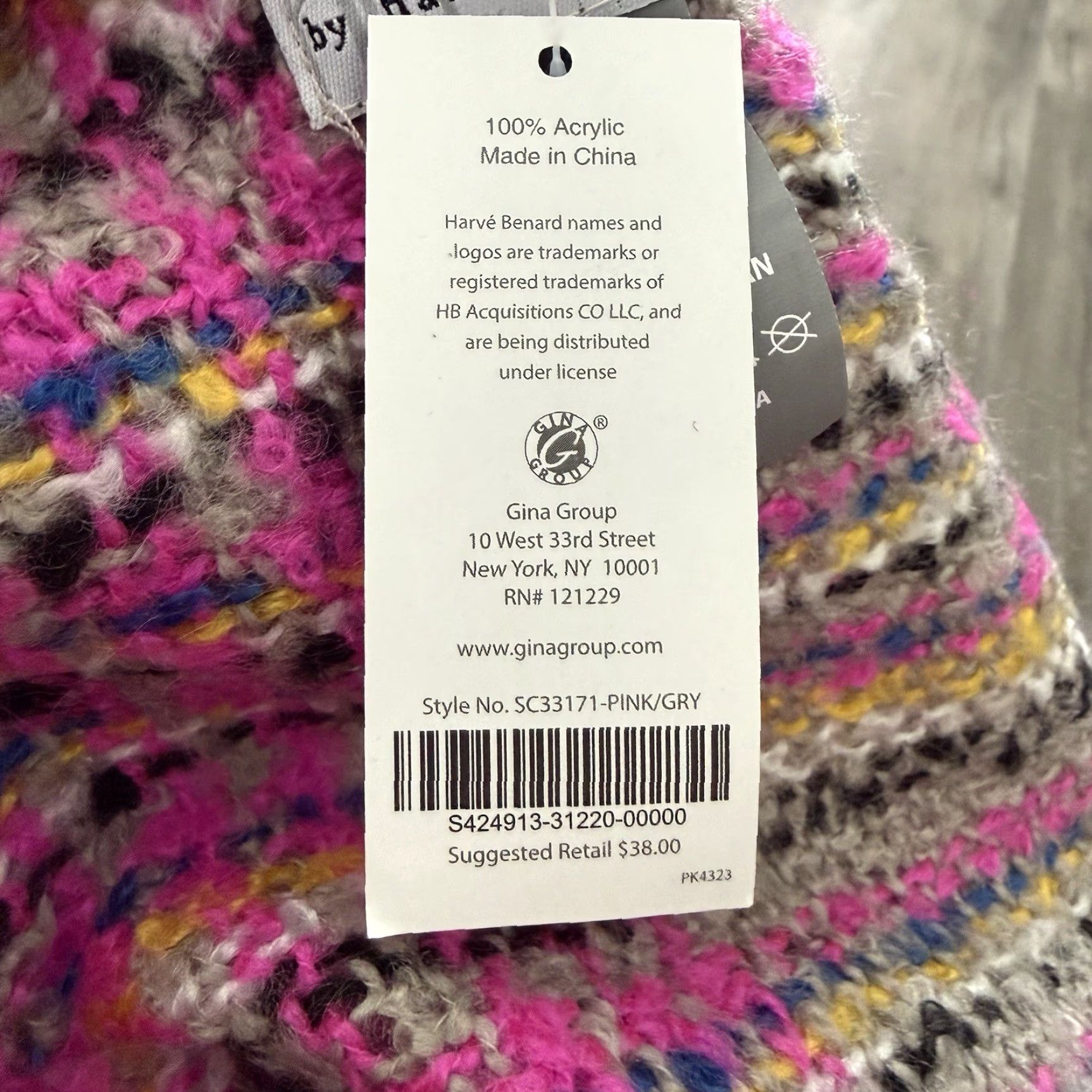 Vintage harvé benard Knit Scarf Womens One Size Fringe Pink Gray Woven Boho NEW Size ONE SIZE - 6 Thumbnail