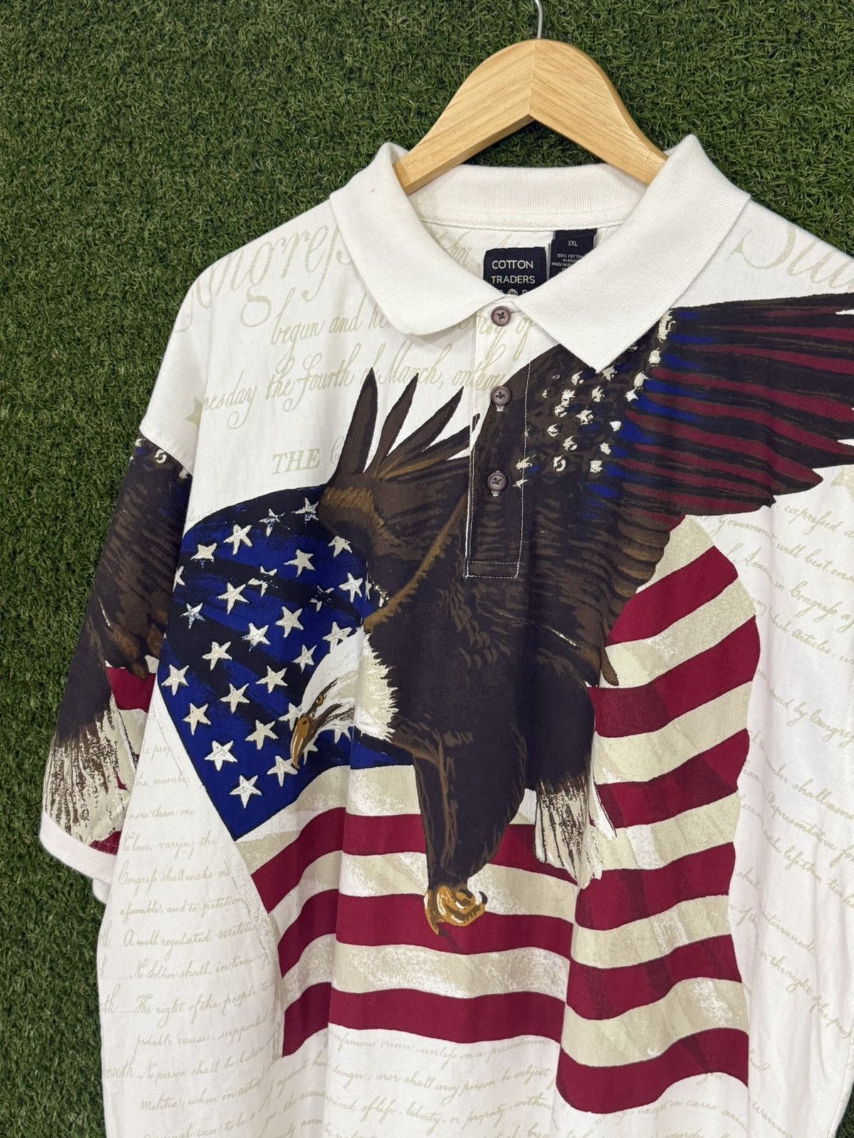 Vintage RARE American Bald Eagle All Over USA America Polo 2XL Size US XXL / EU 58 / 5 - 2 Thumbnail