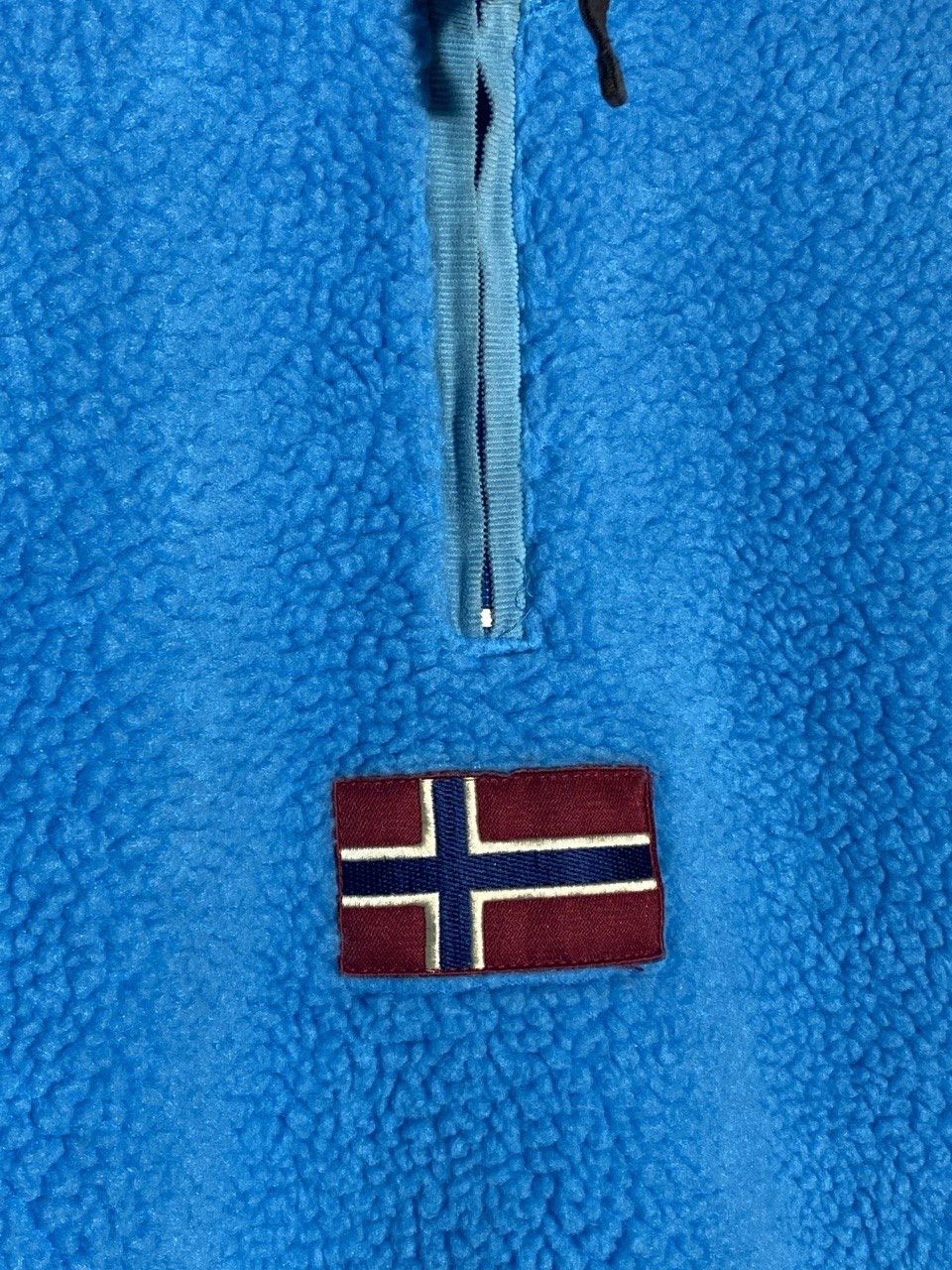 Napapijri Vintage Napapijri Flag Logo Baby Blue Fleece 1/4 zip Size US XL / EU 56 / 4 - 4 Thumbnail
