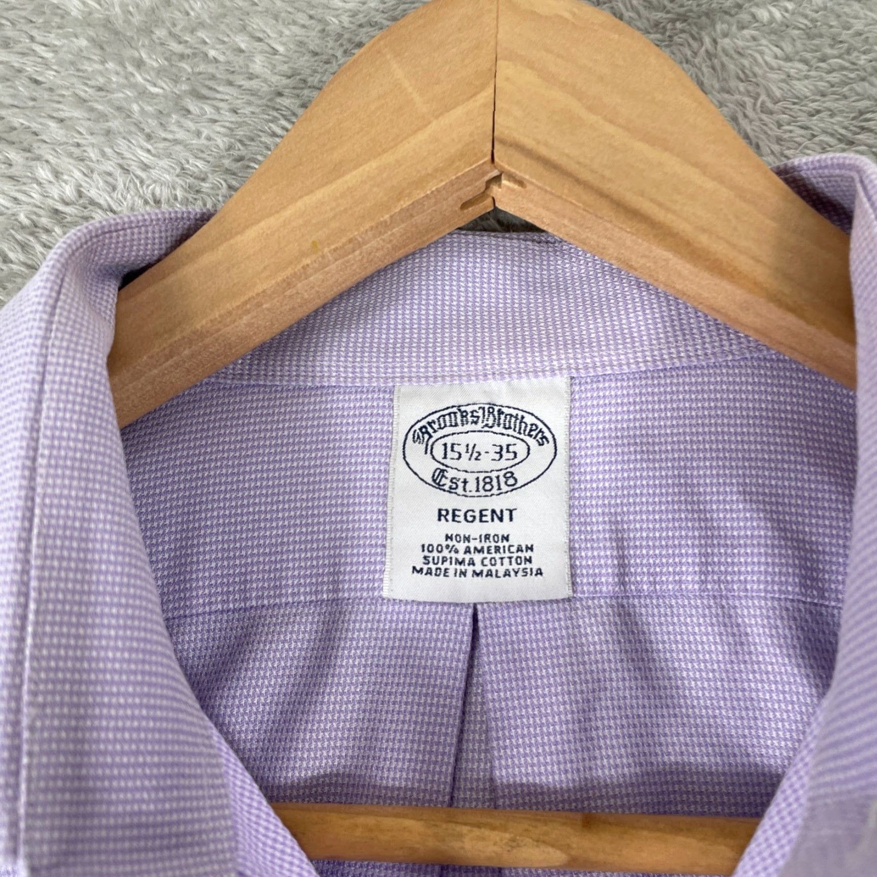 Brooks Brothers Dress Shirt Mens 15.5/35 Purple Regent Fit Supima Cotton  Shirt Regular Mens Long
