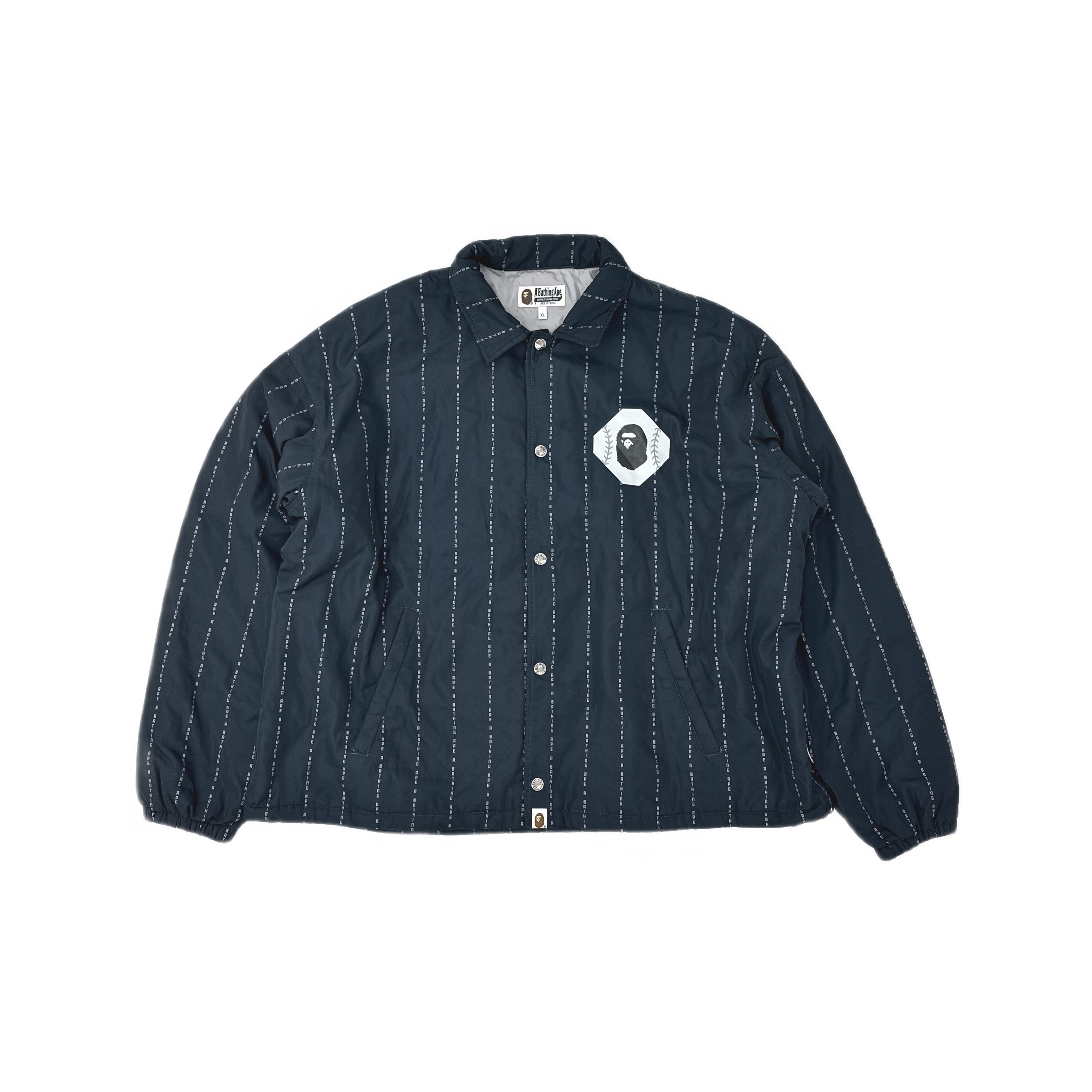 Bape A Bathing Ape Pinstripe Logo Coach Jacket XL Size US XL / EU 56 / 4 - 1 Thumbnail