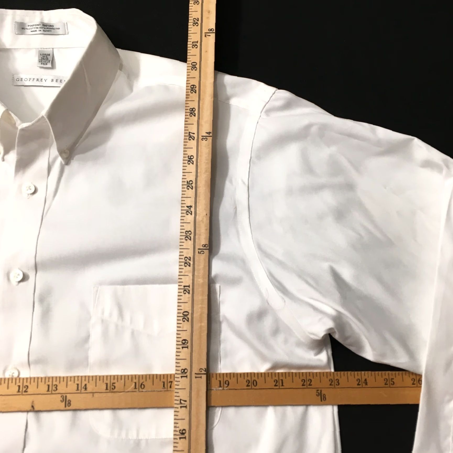 Geoffrey Beene Geoffrey Beene White Dress Shirt 16.5 34/35 Wrinkle Free Vintage? No. (Reorder and concise) Size 46R - 3 Thumbnail