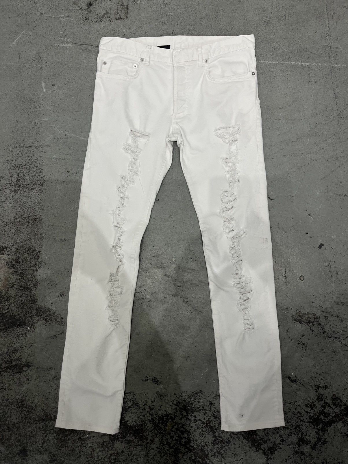 image of Dior Destroyed Skinny Denim in White, Men's (Size 30)