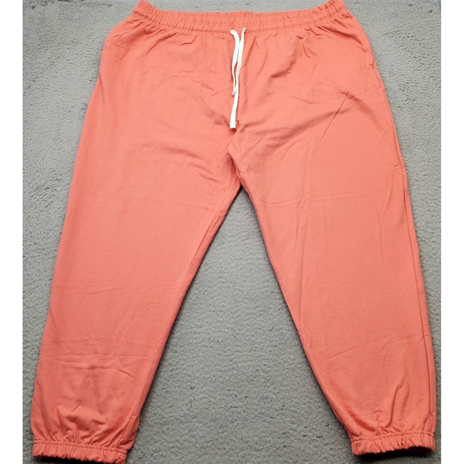 Essentials Real Essentials Cozy Jogger Pants Womens 3X Pink Cotton Elastic Waist Drawstring Pants 3X Womens Pink Jogger Real Essentials Size 40" / US 18 - 2 Thumbnail