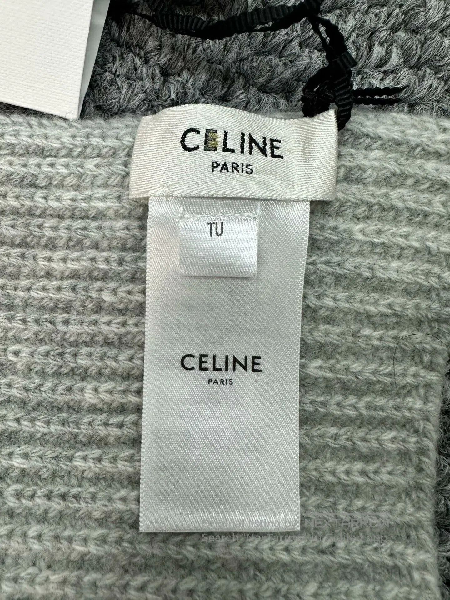 Celine CELINE Gray Letter Logo Wool Scarf| Size ONE SIZE - 5 Thumbnail