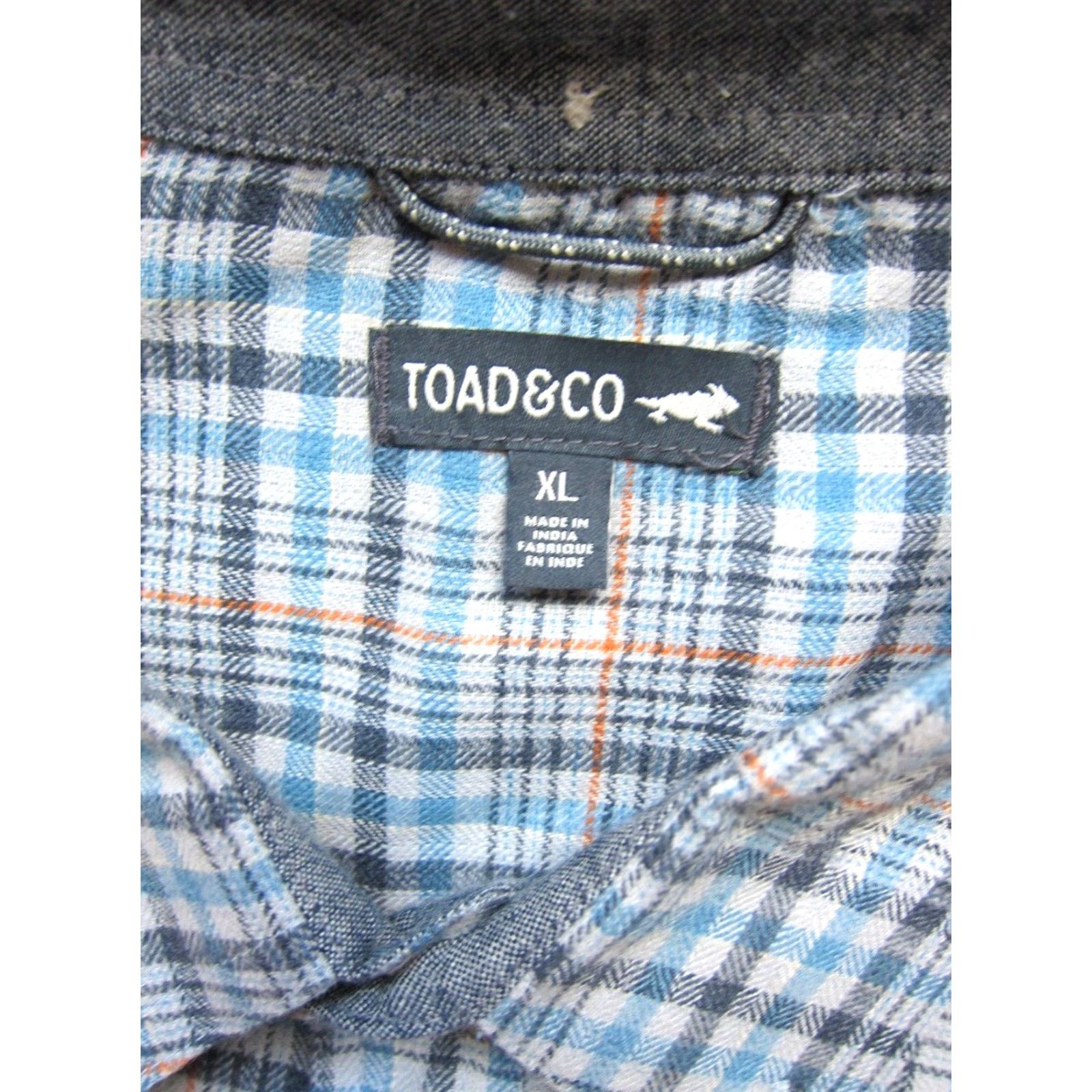 Toad&Co Toad & Co Blue Orange Plaid Cotton Button Up Long Sleeve Flannel Shirt Men XL Size US XL / EU 56 / 4 - 3 Thumbnail