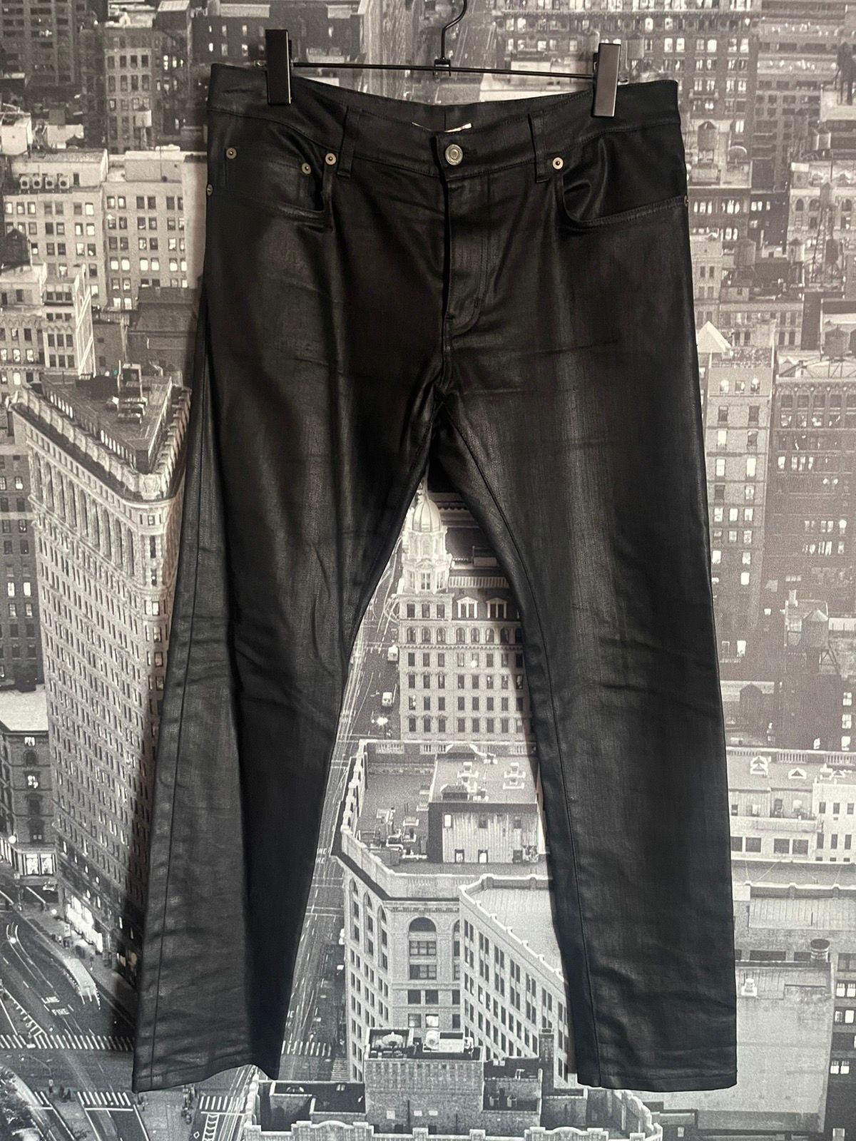 Pre-owned Hedi Slimane X Saint Laurent Paris Slim Waxed Denim In Black