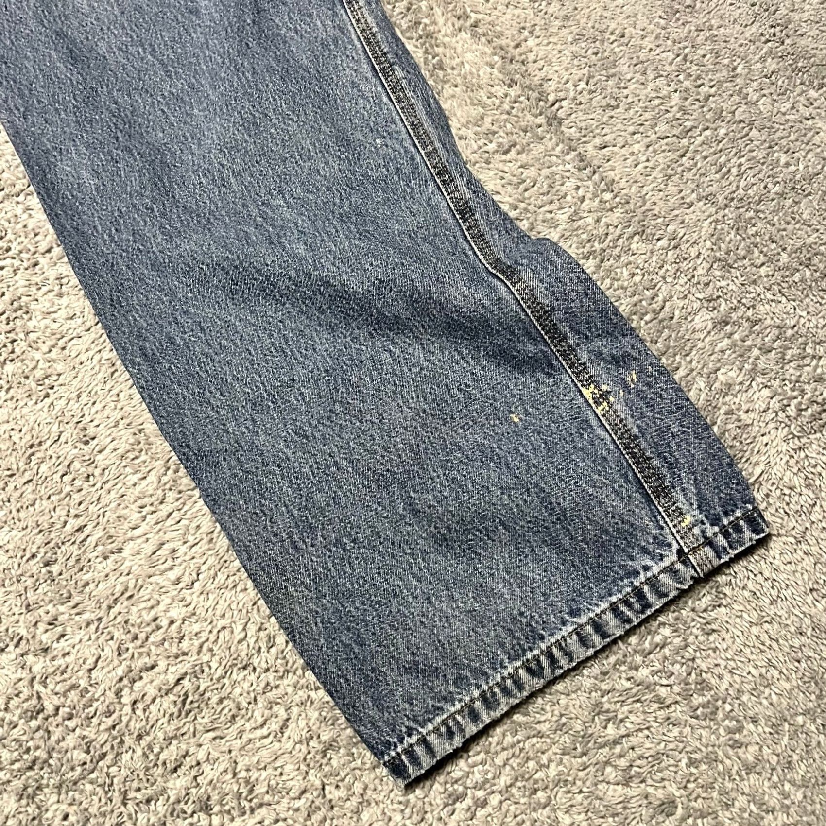Carhartt Carhartt Jeans Mens 35 x34 Regular 32x31.5 Dungaree Blue Denim Work Straight Jeans Mens Blue Denim 90s? Size US 35 - 3 Thumbnail
