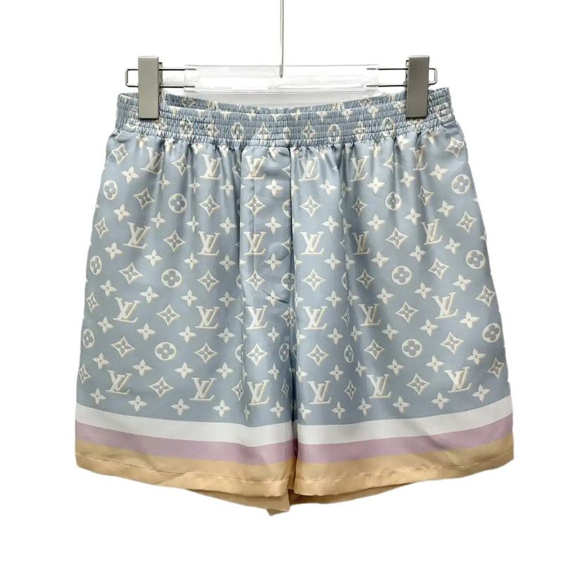 Louis Vuitton Louis Vuitton Light Blue Silk Women's Shorts 0089 Size 22" - 1 Thumbnail