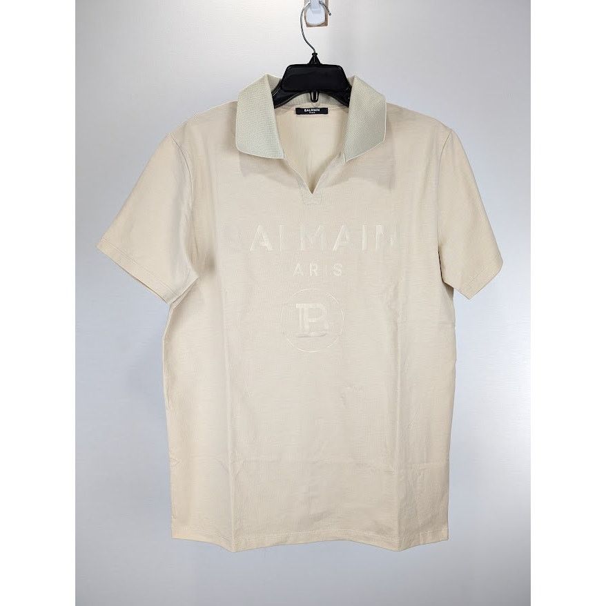 Balmain o1rshd1 Classic Polo in Beige Size US M / EU 48-50 / 2 - 1 Thumbnail