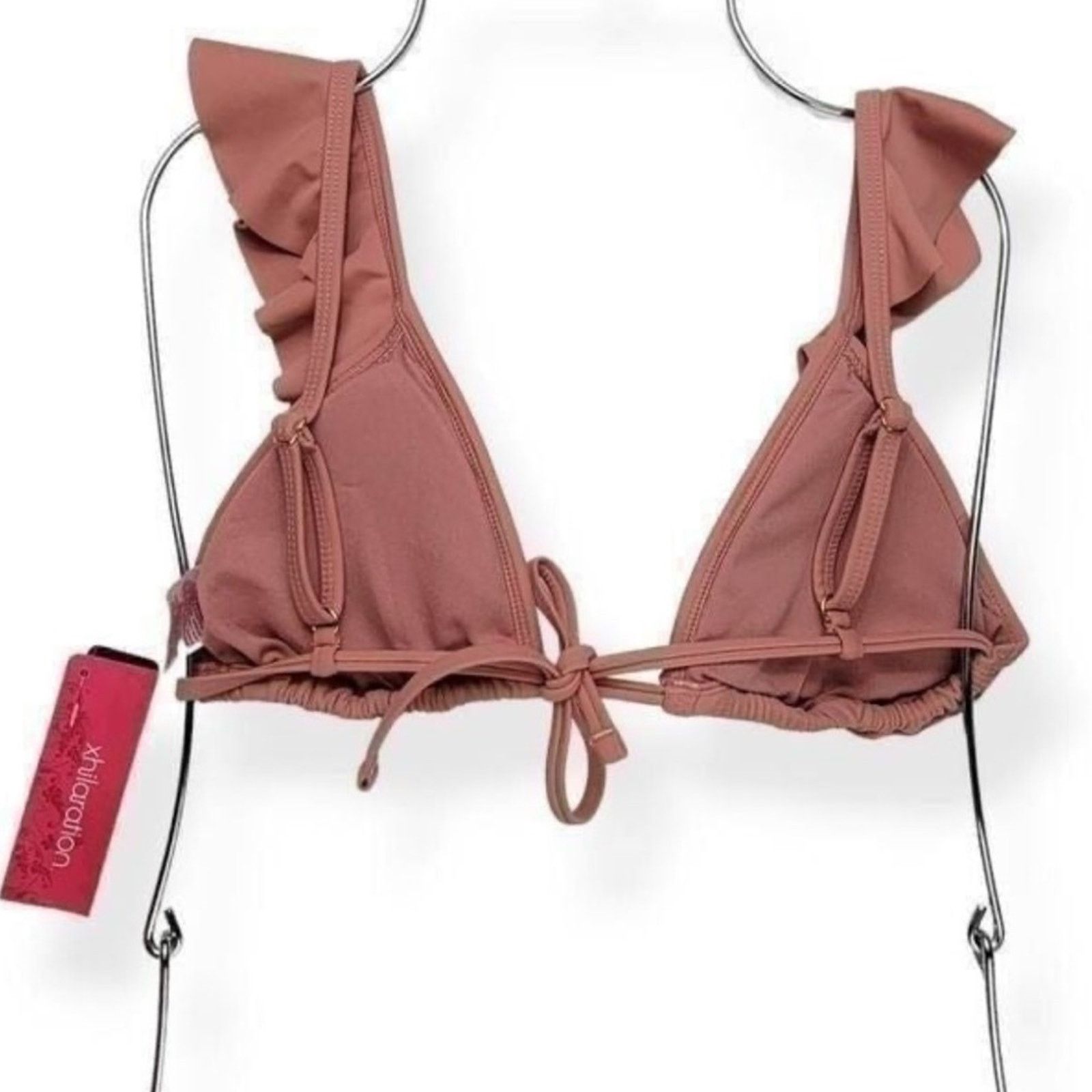 Target Basics NEW TARGET Blush Pink Triangle Ruffle Tie Bikini Swim Top Size XL / US 12-14 / IT 48-50 - 10 Thumbnail