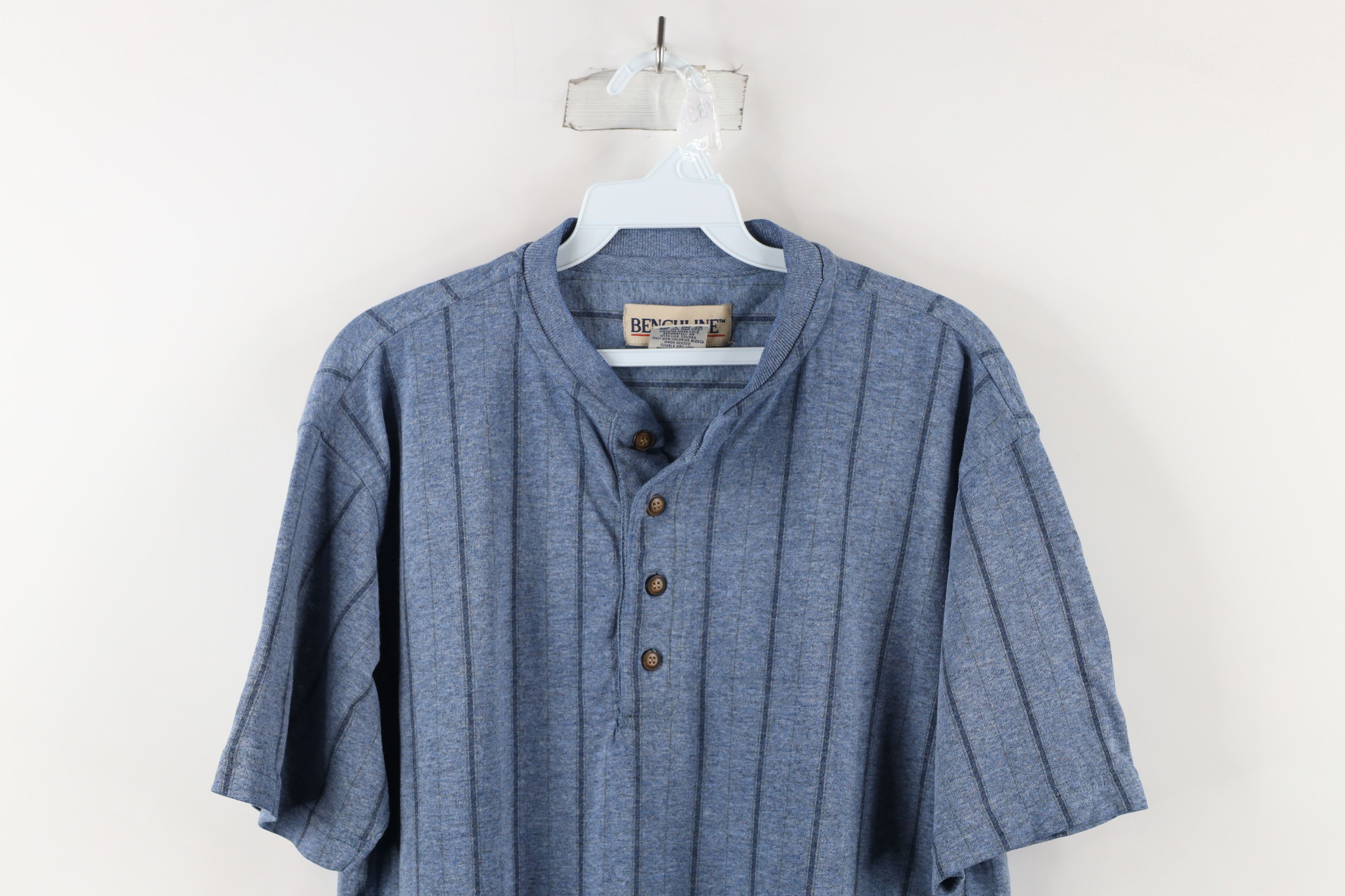 Vintage Vintage 90s Streetwear Striped Short Sleeve Henley T-Shirt Size US M / EU 48-50 / 2 - 2 Thumbnail