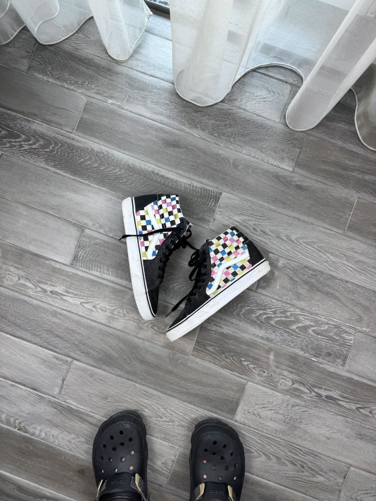 Vans NWOB Vans Sk8-Hi "Glitter Checkerboard" - VN0A4BV6V3P Size US 9 / EU 42 - 1 Thumbnail